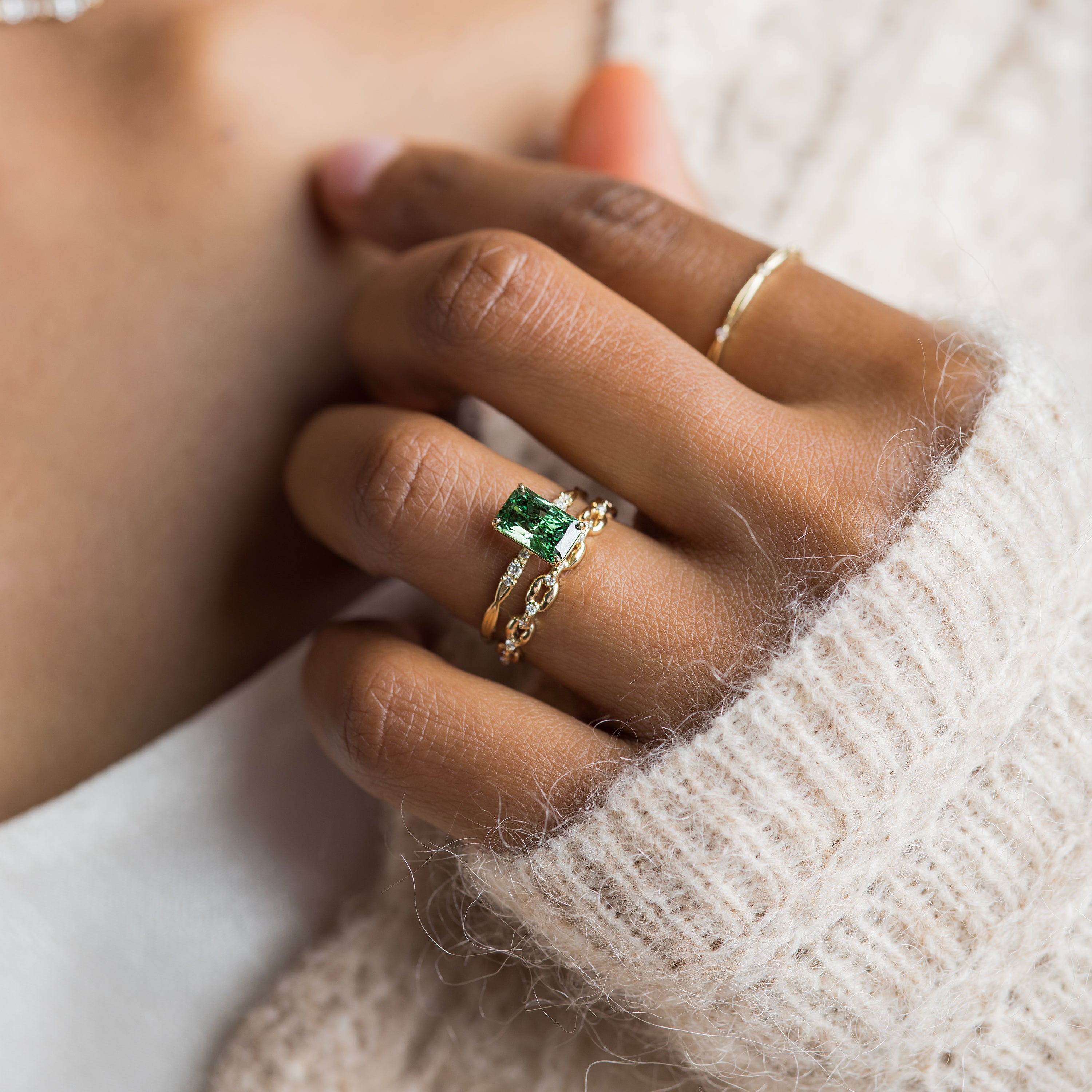 Trestle Ring, 1.33ct. Lab-Grown Green Diamond | Melanie Casey Jewelry
