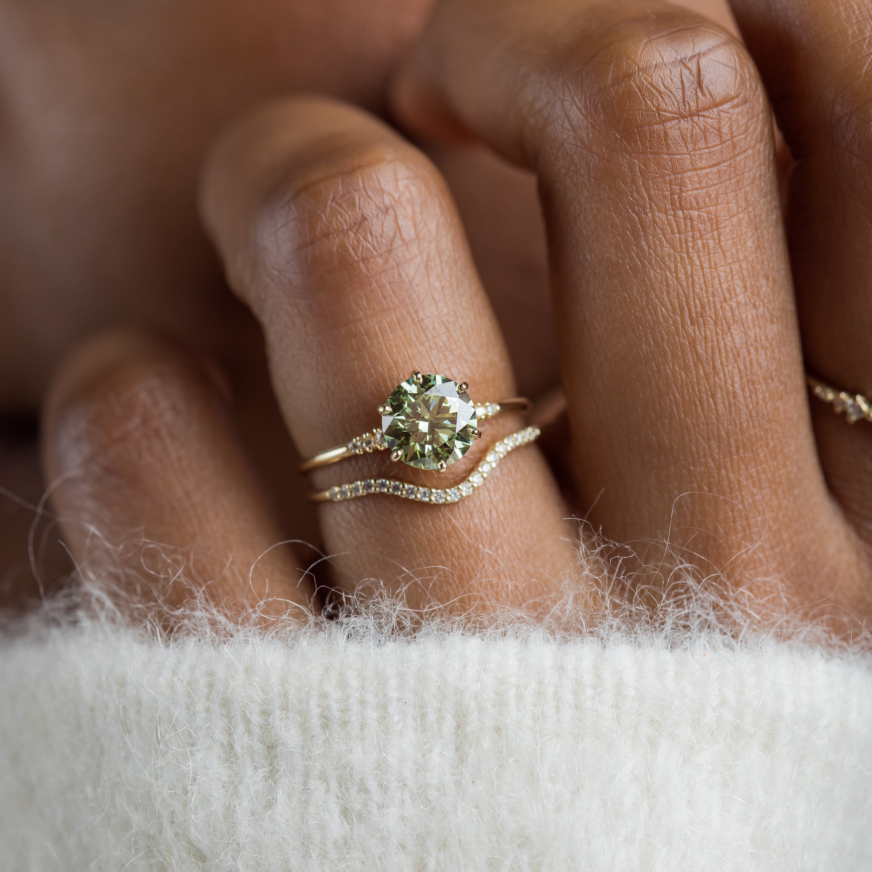 Poppy Seed Ring, 1.5ct. Lab-Grown Green Diamond | Melanie Casey