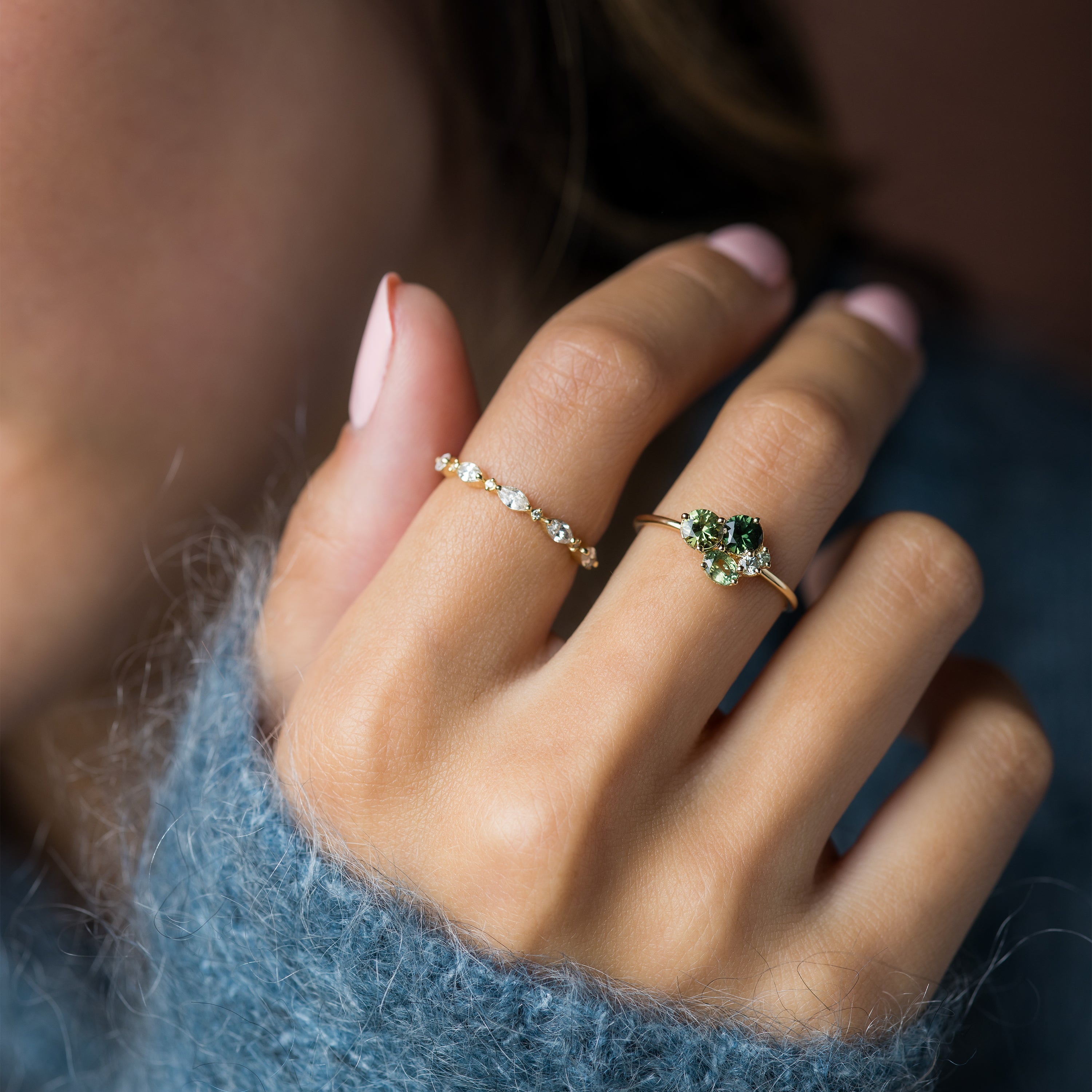 Forest Floor Cluster Ring with Sapphire | Melanie Casey Jewelry