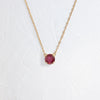Threaded Necklace, 0.47ct. Round Cut Ruby (14k Yellow Gold)