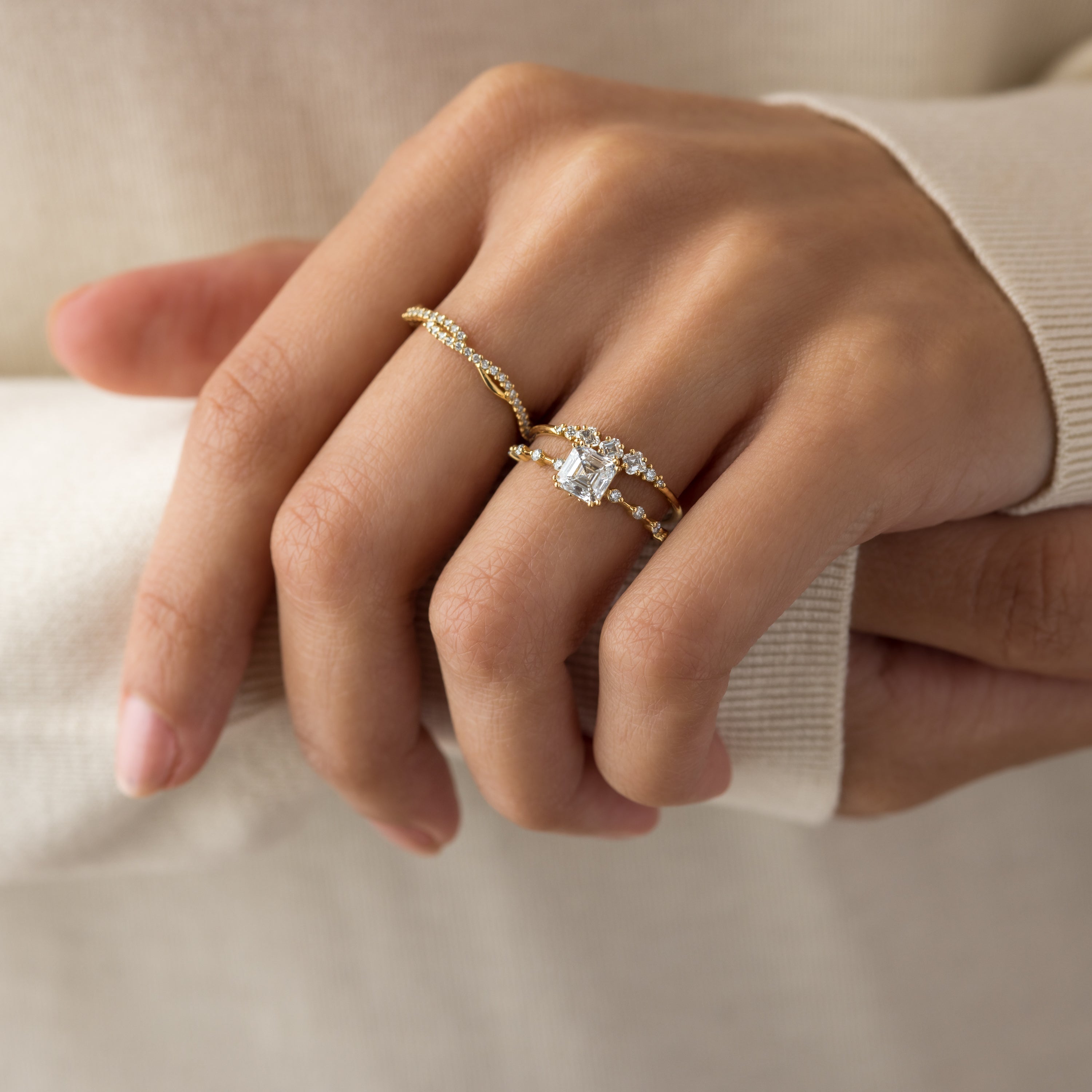 Distance Ring, 1ct. Lab-Grown Asscher Cut | Melanie Casey Fine Jewelry