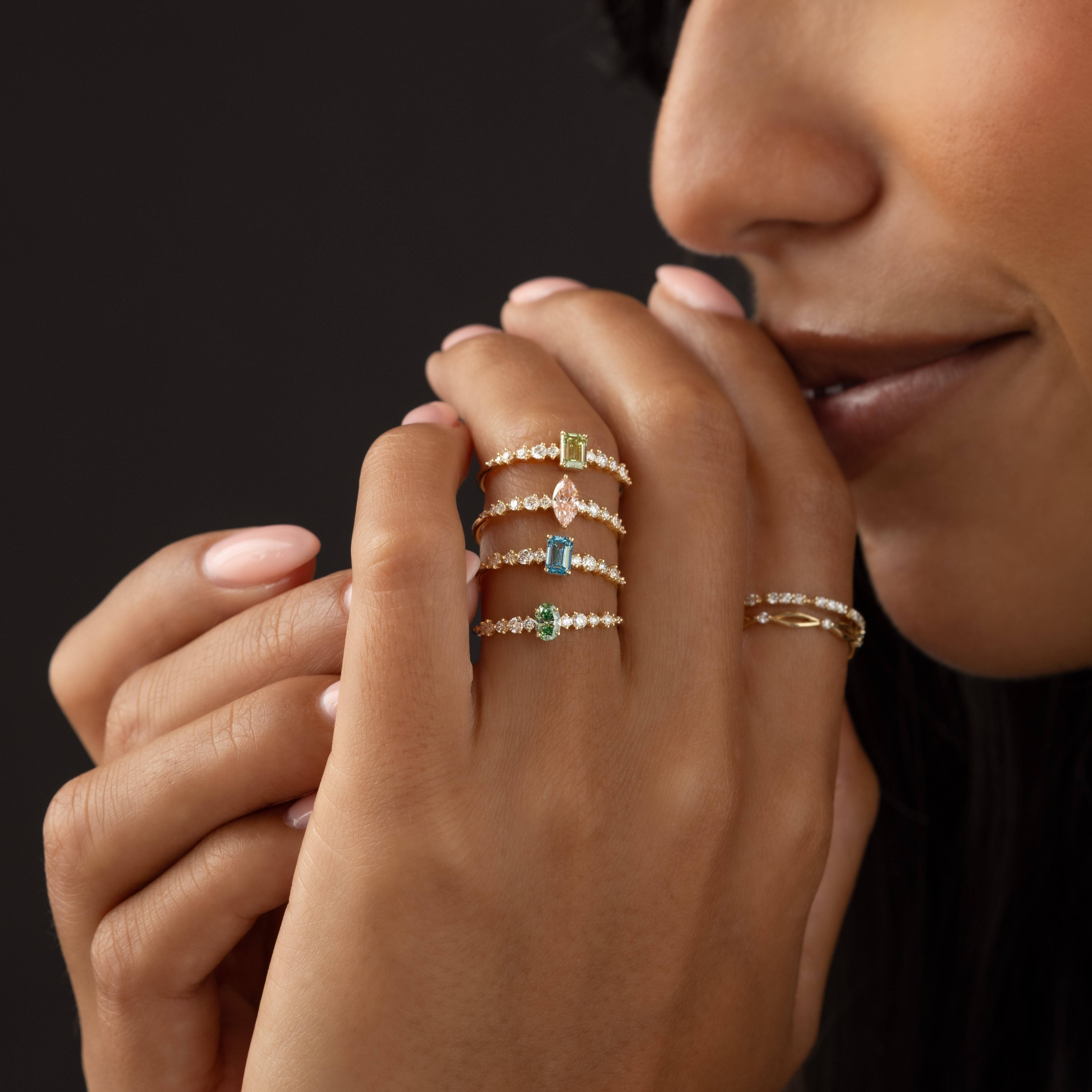 Edison Ring, Lab-Grown Blue-Green Diamond | Melanie Casey Fine Jewelry