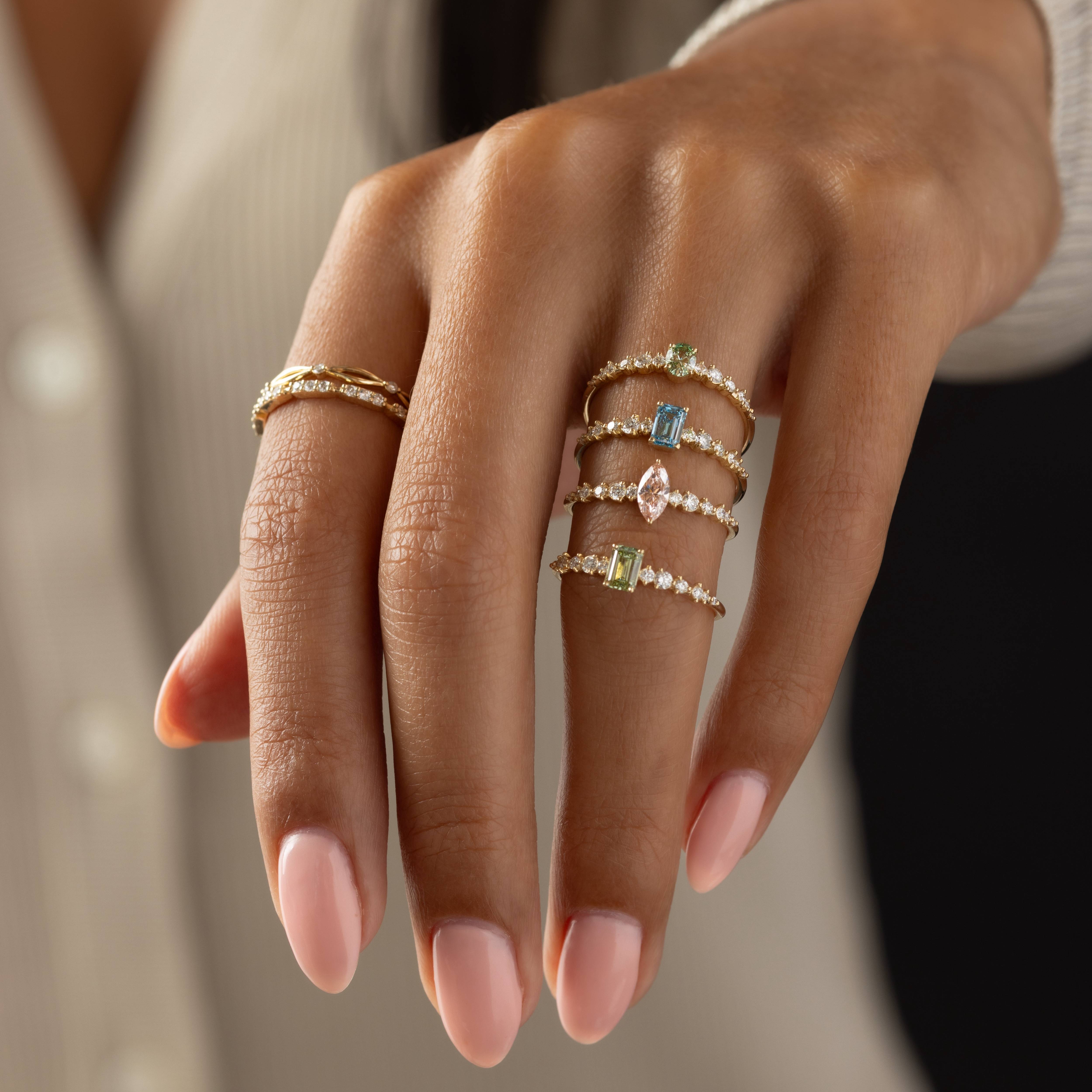 Edison Ring, Lab-Grown Blue-Green Diamond | Melanie Casey Fine Jewelry