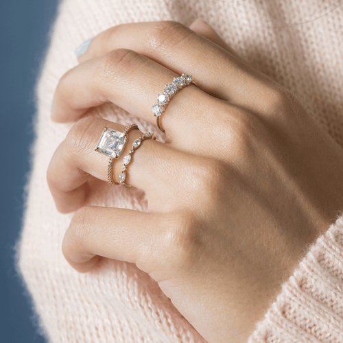 Whisper Ring with Pave Band, Asscher Cut | Melanie Casey