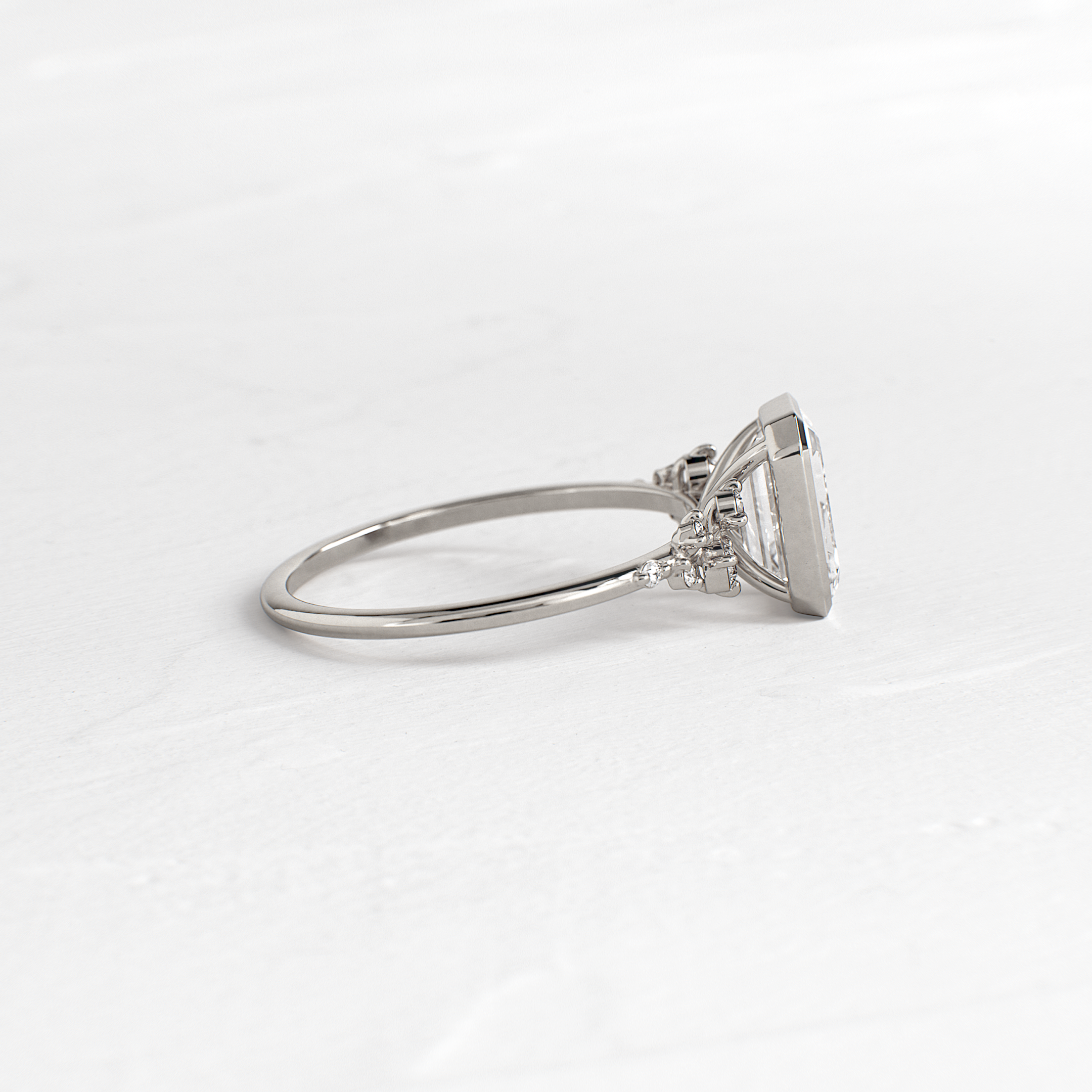 Bezel Snowdrift Ring, Emerald Cut | Melanie Casey Jewelry