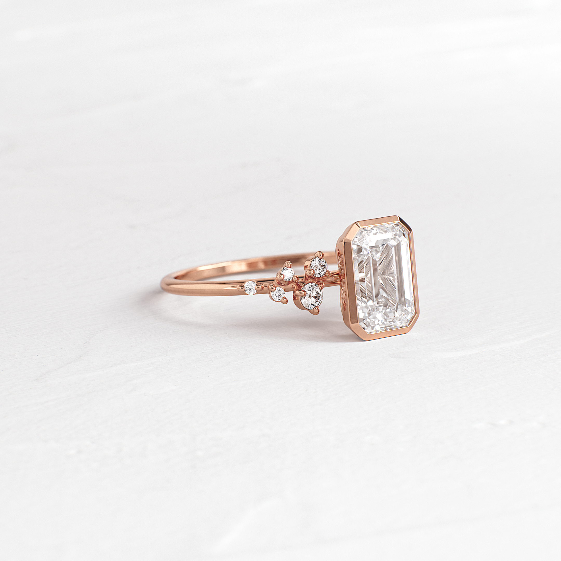 Bezel Snowdrift Ring, Emerald Cut | Melanie Casey Jewelry