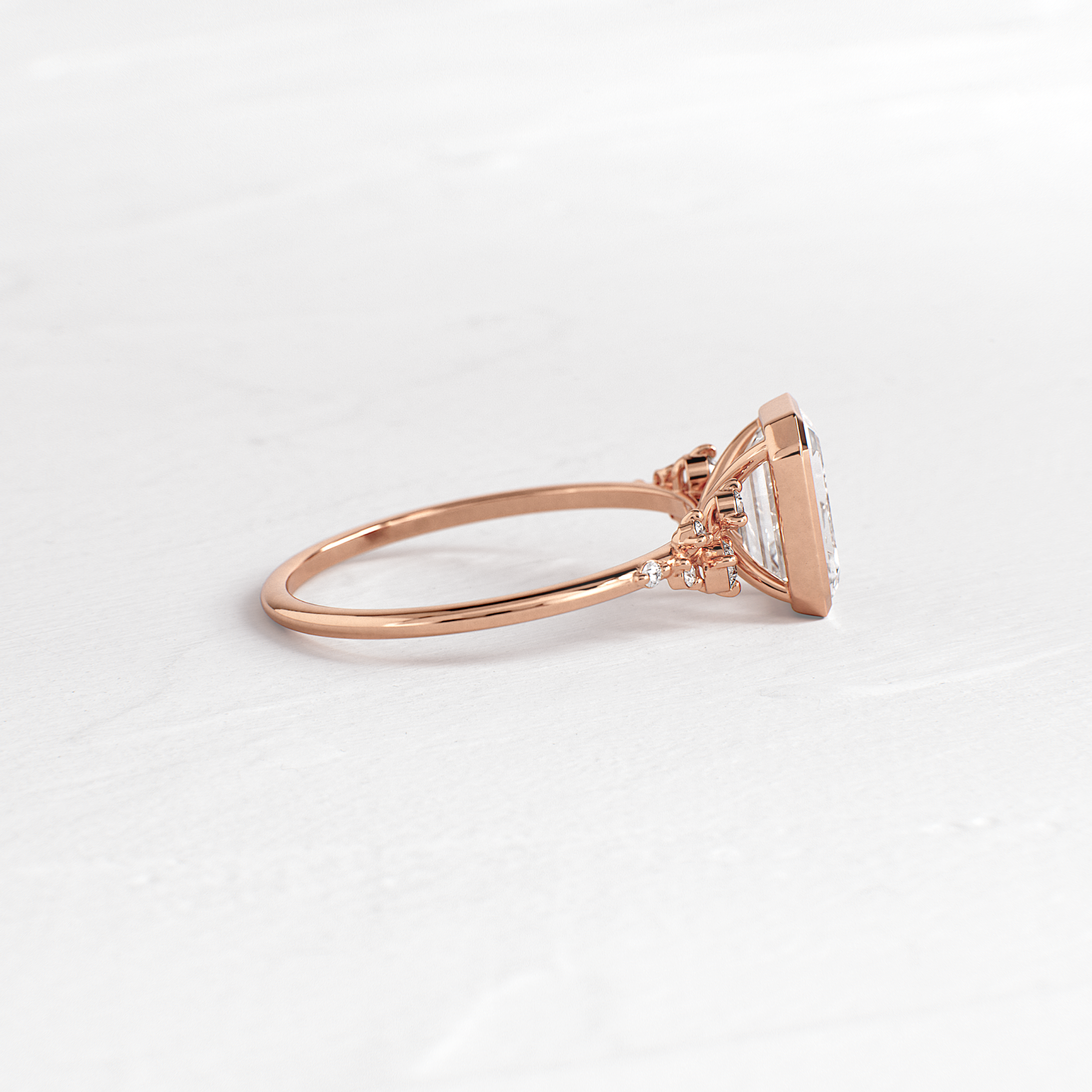 Bezel Snowdrift Ring, Emerald Cut | Melanie Casey Jewelry