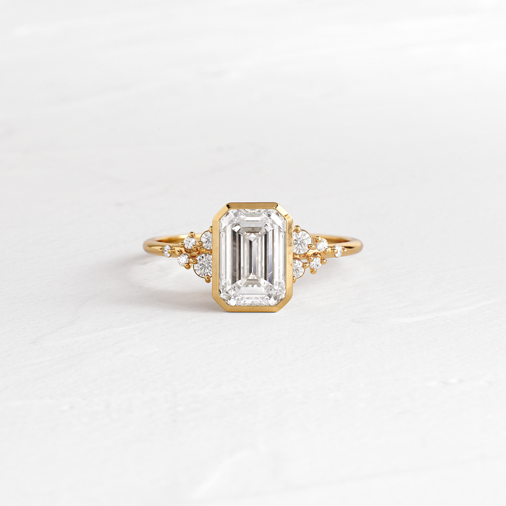 Bezel Snowdrift Ring, Emerald Cut | Melanie Casey Jewelry