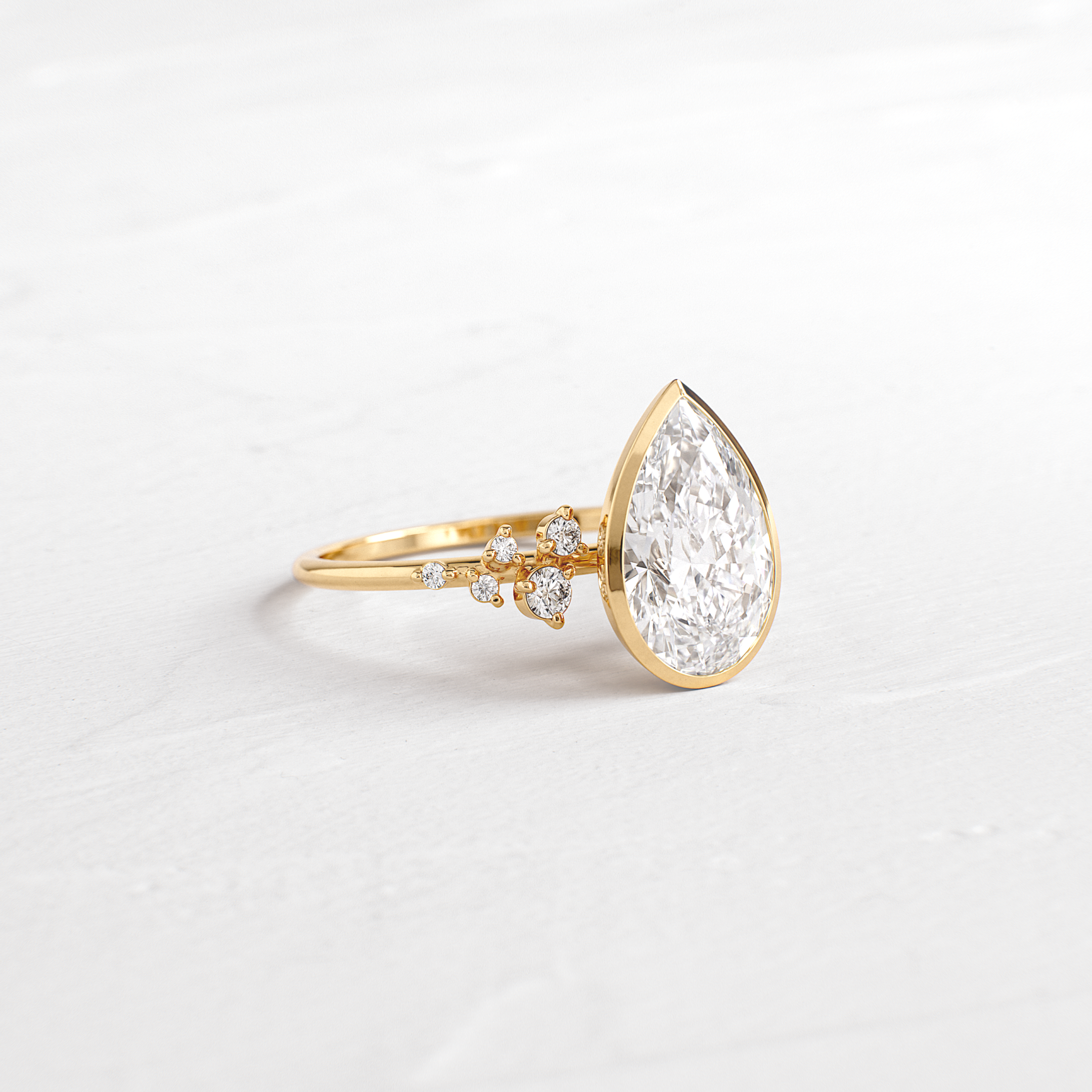 Bezel Snowdrift Ring, 2.91ct. Lab-Grown Pear Cut | Melanie Casey Fine ...