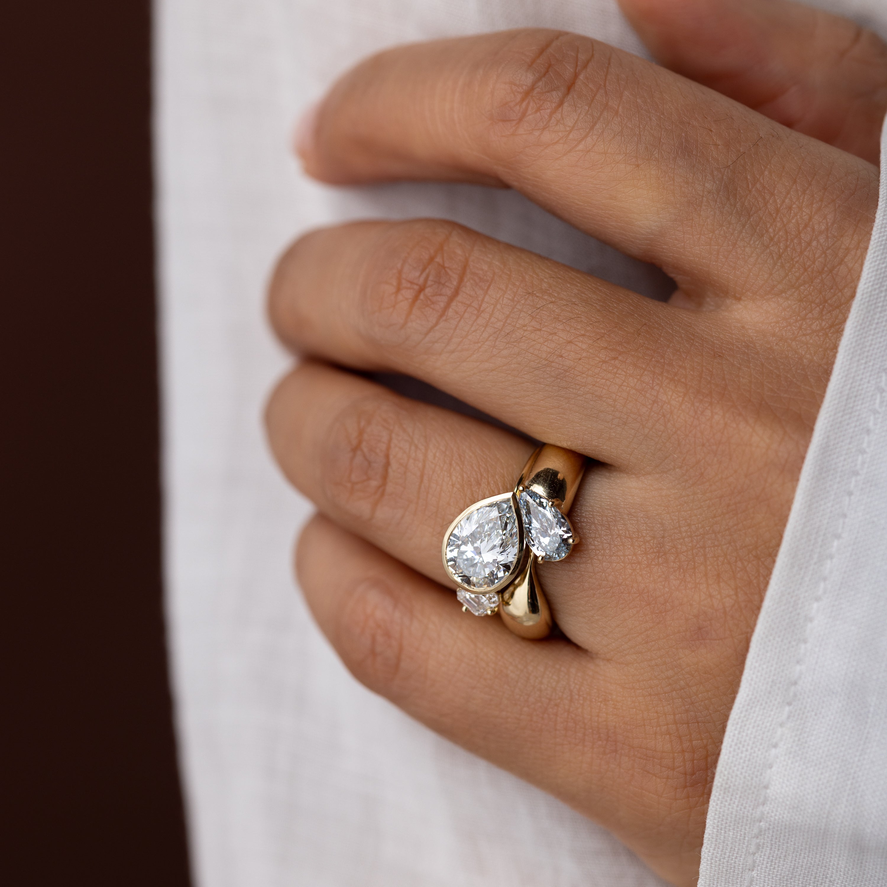 Dialogue Ring, 2.83ct. Lab-Grown Light Blue Diamond | Melanie