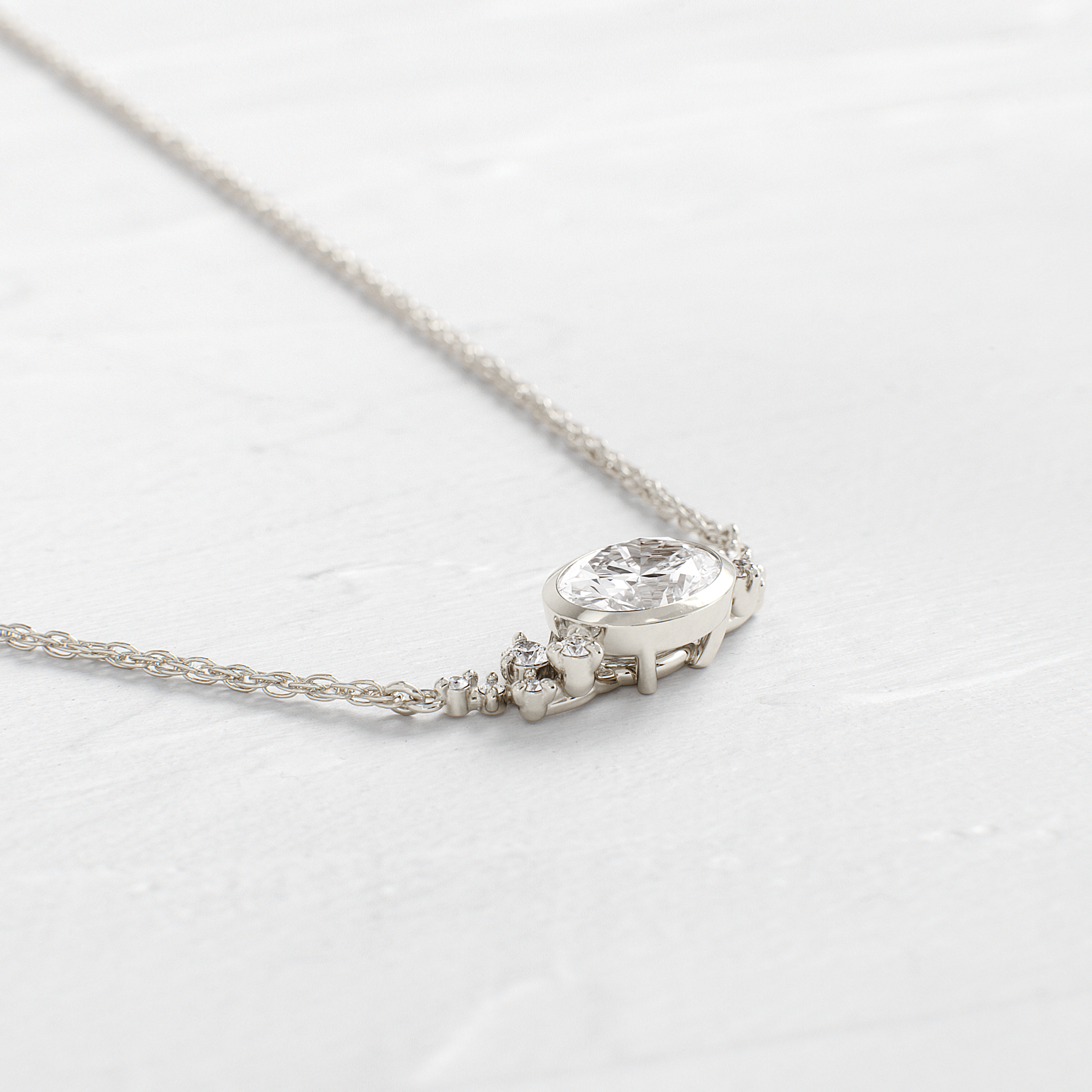 Bezel Snowdrift Necklace, Oval Cut | Melanie Casey