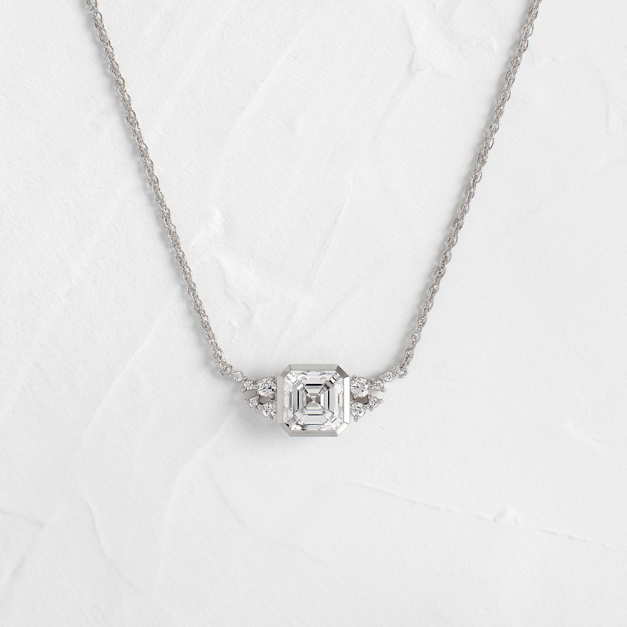 Bezel Snowdrift Necklace, Asscher Cut | Melanie Casey