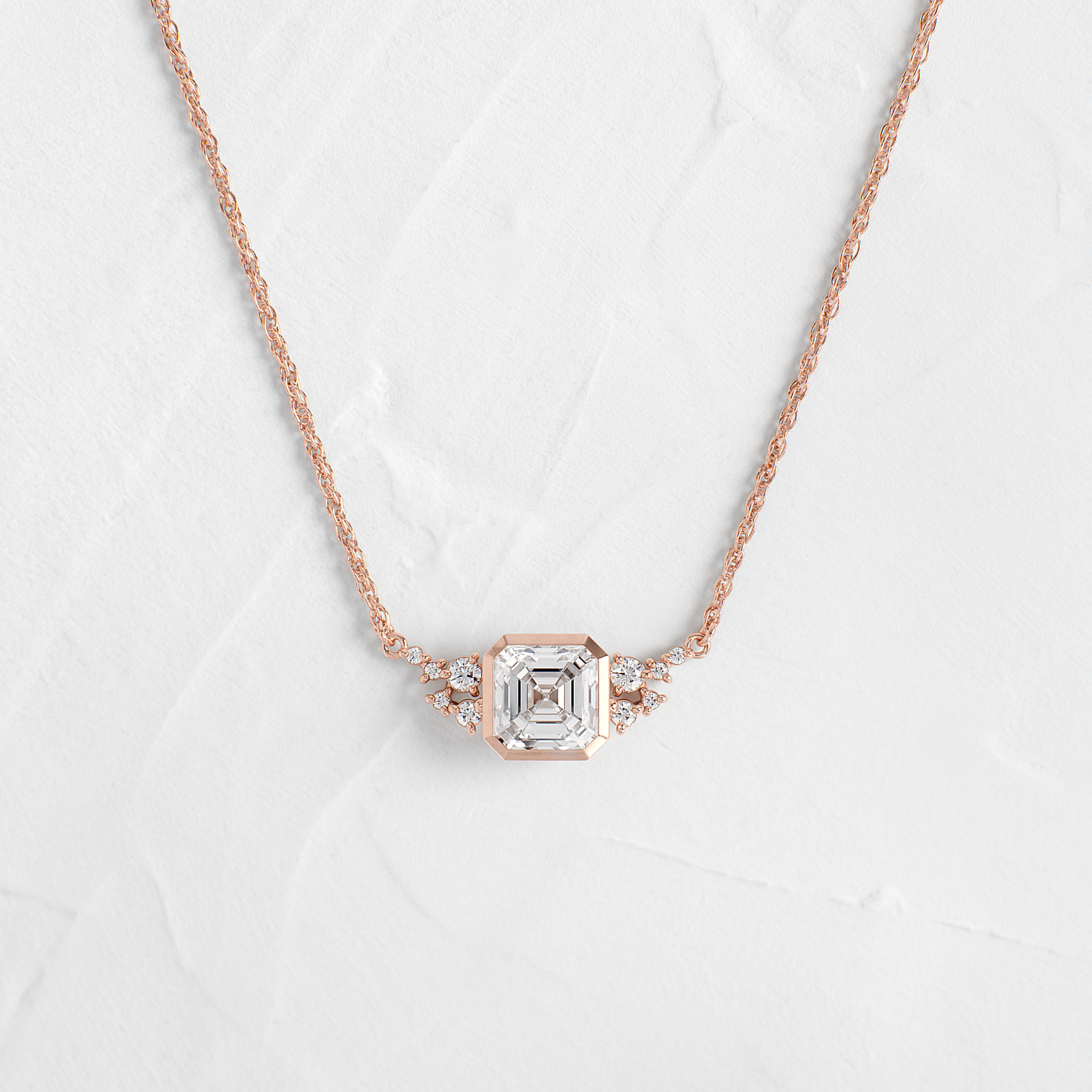 健康アクセサリー Qbeneee Silicon Carbide Necklace Bezel Snowdrift Necklace, Asscher Cut | Melanie Casey