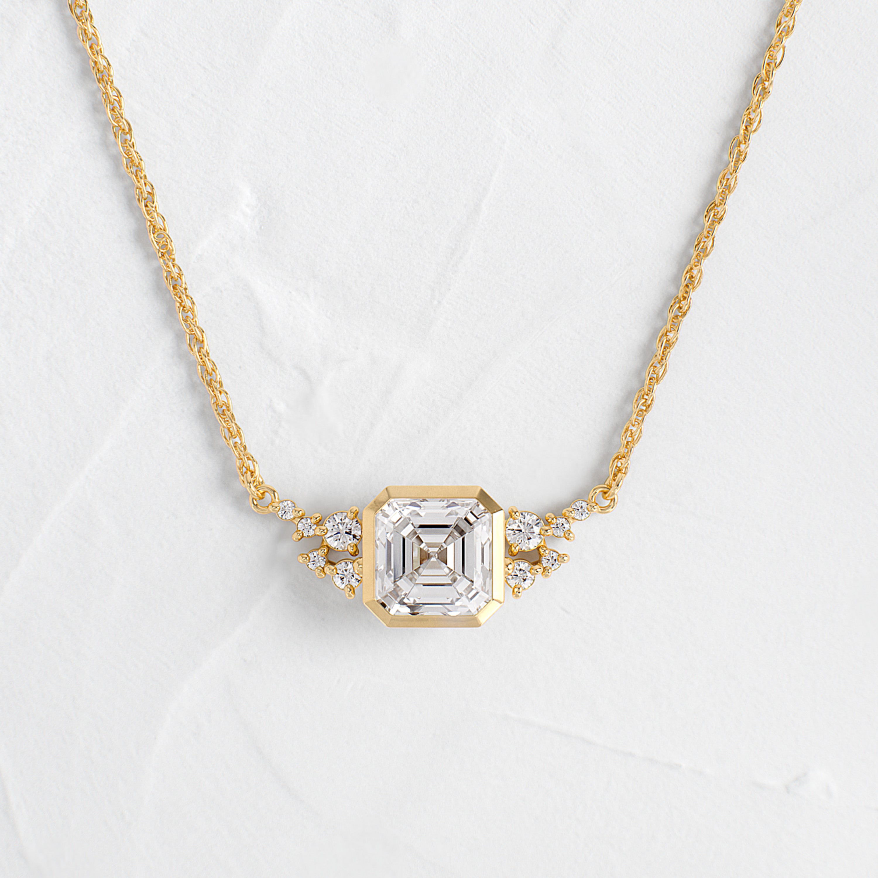 Bezel Snowdrift Necklace, Asscher Cut | Melanie Casey