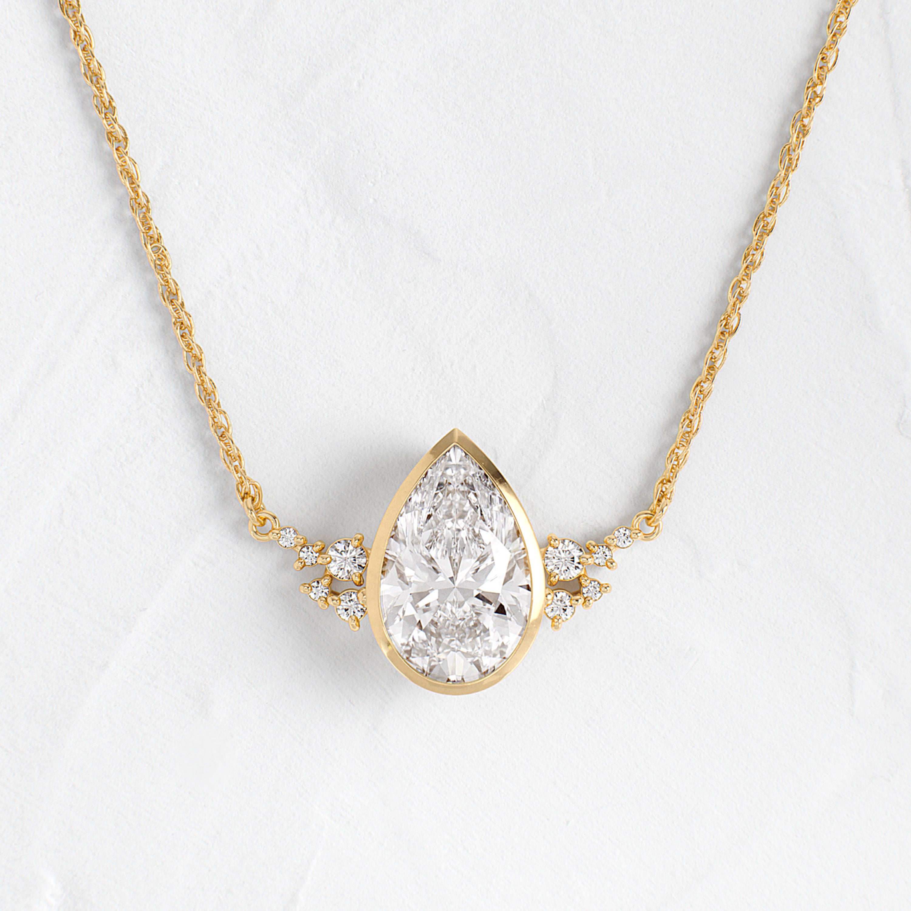 Bezel Snowdrift Necklace, Pear Cut | Melanie Casey
