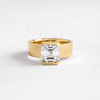 Polarity Half Bezel Ring, Lab-Grown Asscher Cut (14k Yellow Gold)