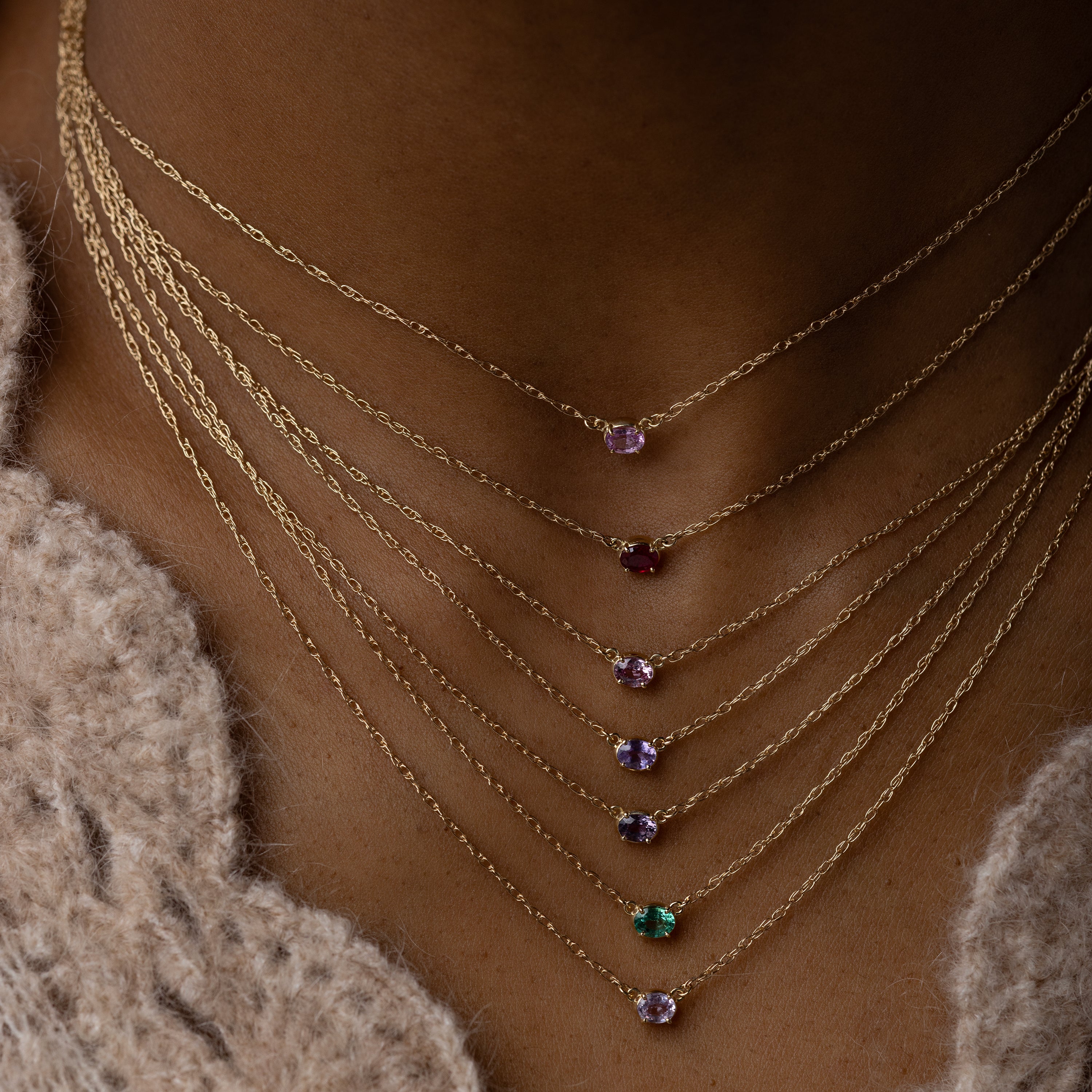 Gemstone Centering Necklace, Magenta Sapphire | Melanie Casey