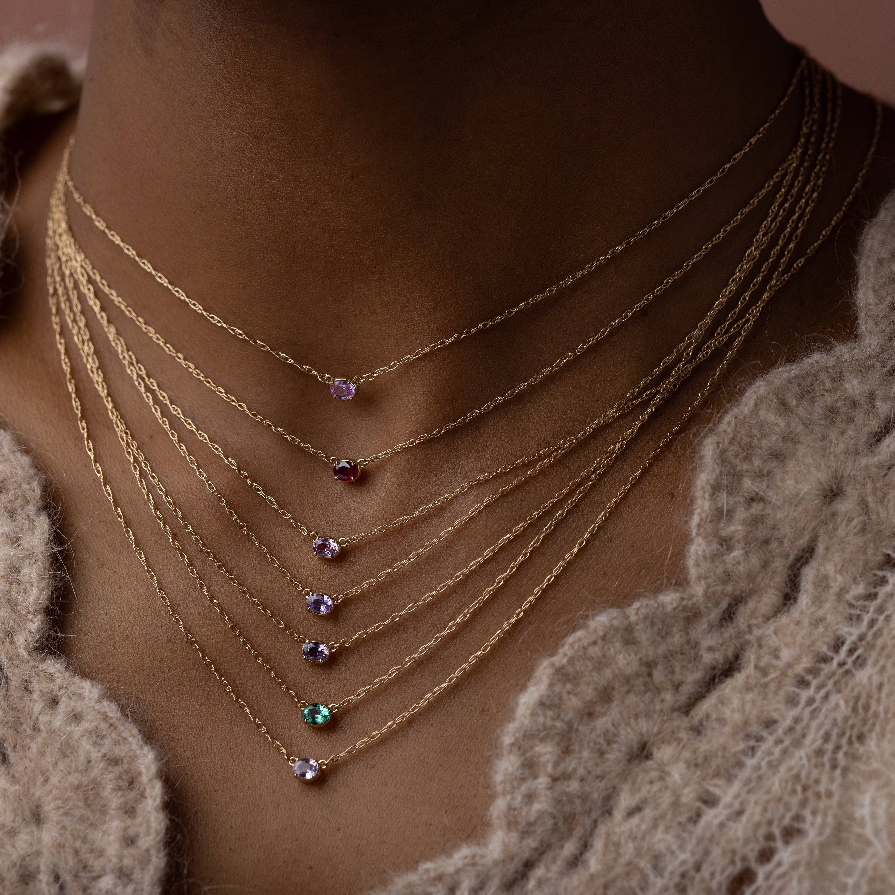Gemstone Centering Necklace, Magenta Sapphire | Melanie Casey