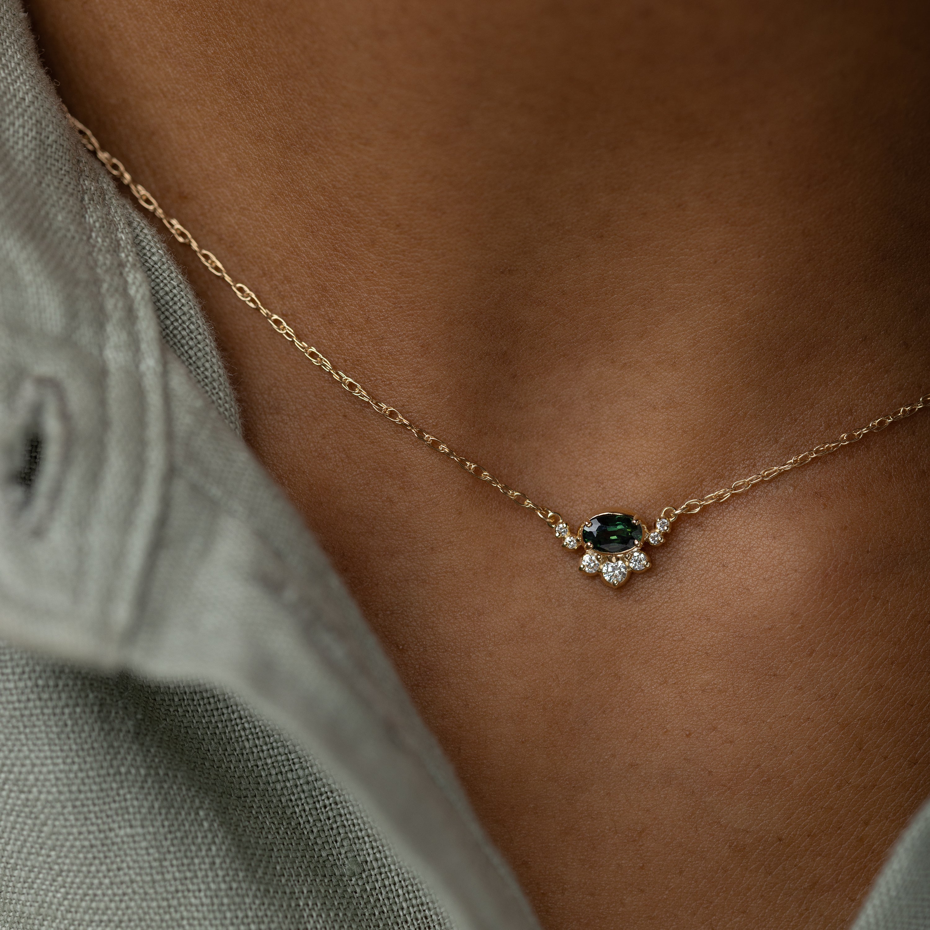 A Bridge Between Necklace, Dark Green Sapphire | Melanie Casey