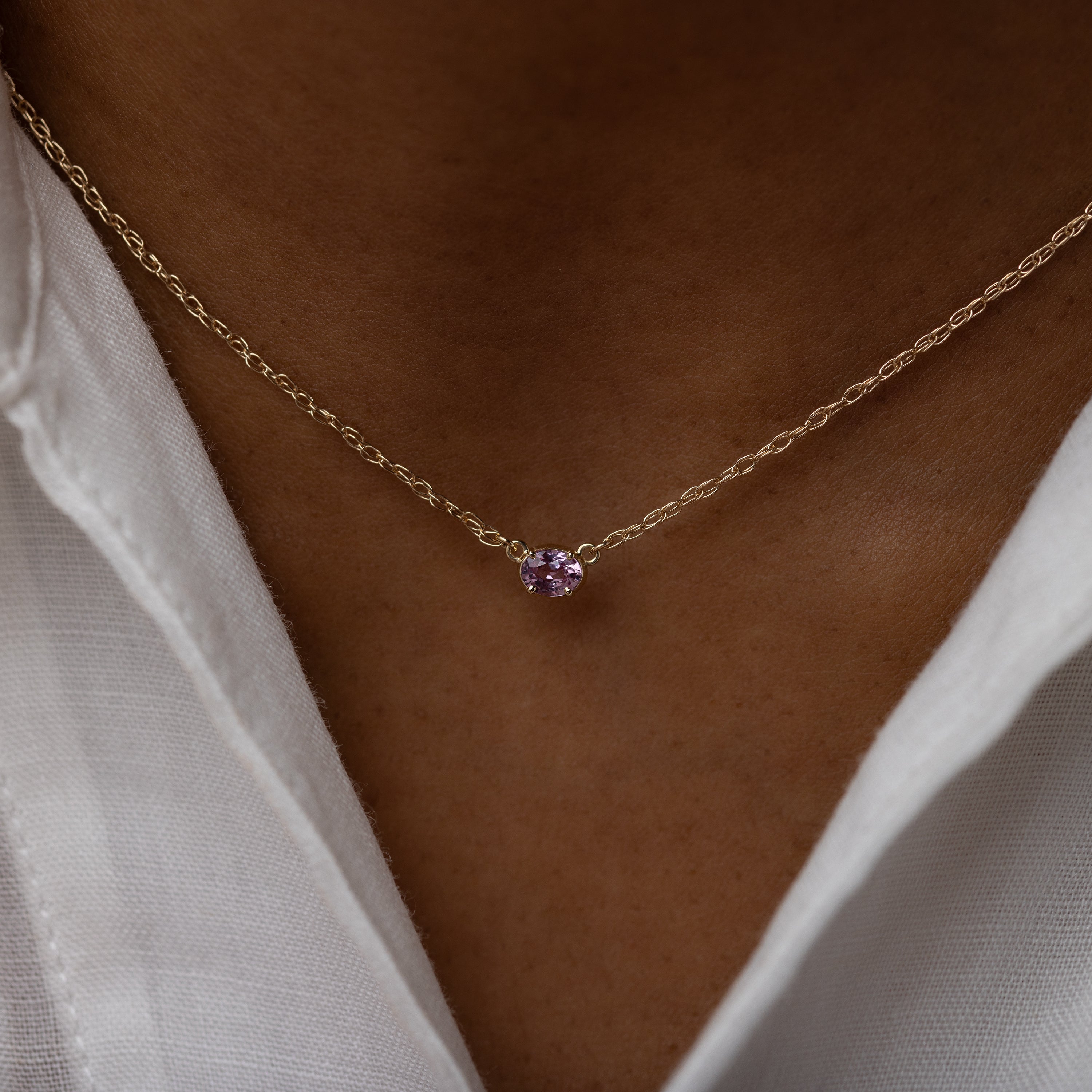 Gemstone Centering Necklace, Rose Sapphire | Melanie Casey
