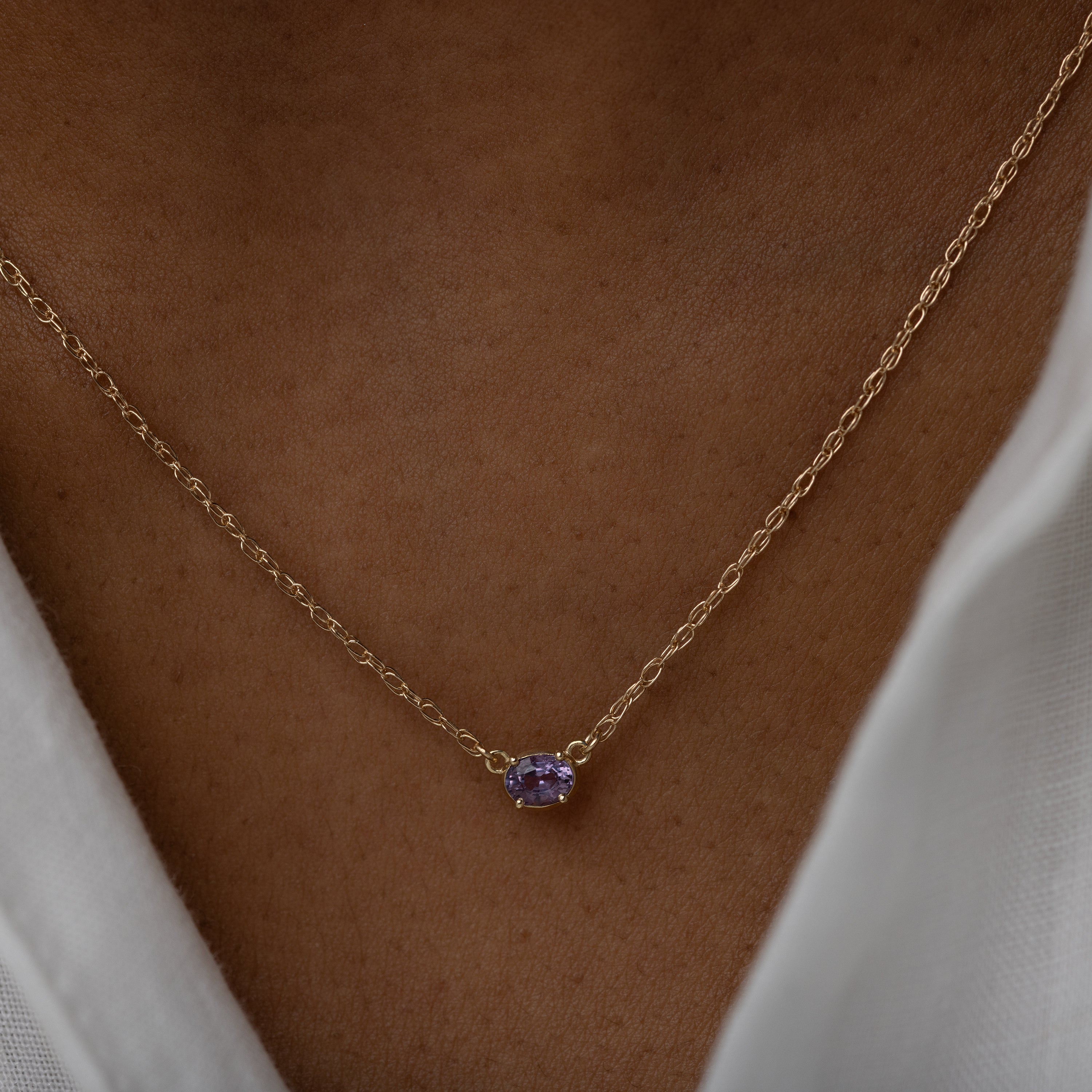サファイア&水晶&ラベンダー翡翠&アメシスト&K18YGPミラーボールネックレス Gemstone Centering Necklace, Deep Purple Sapphire | Melanie Casey
