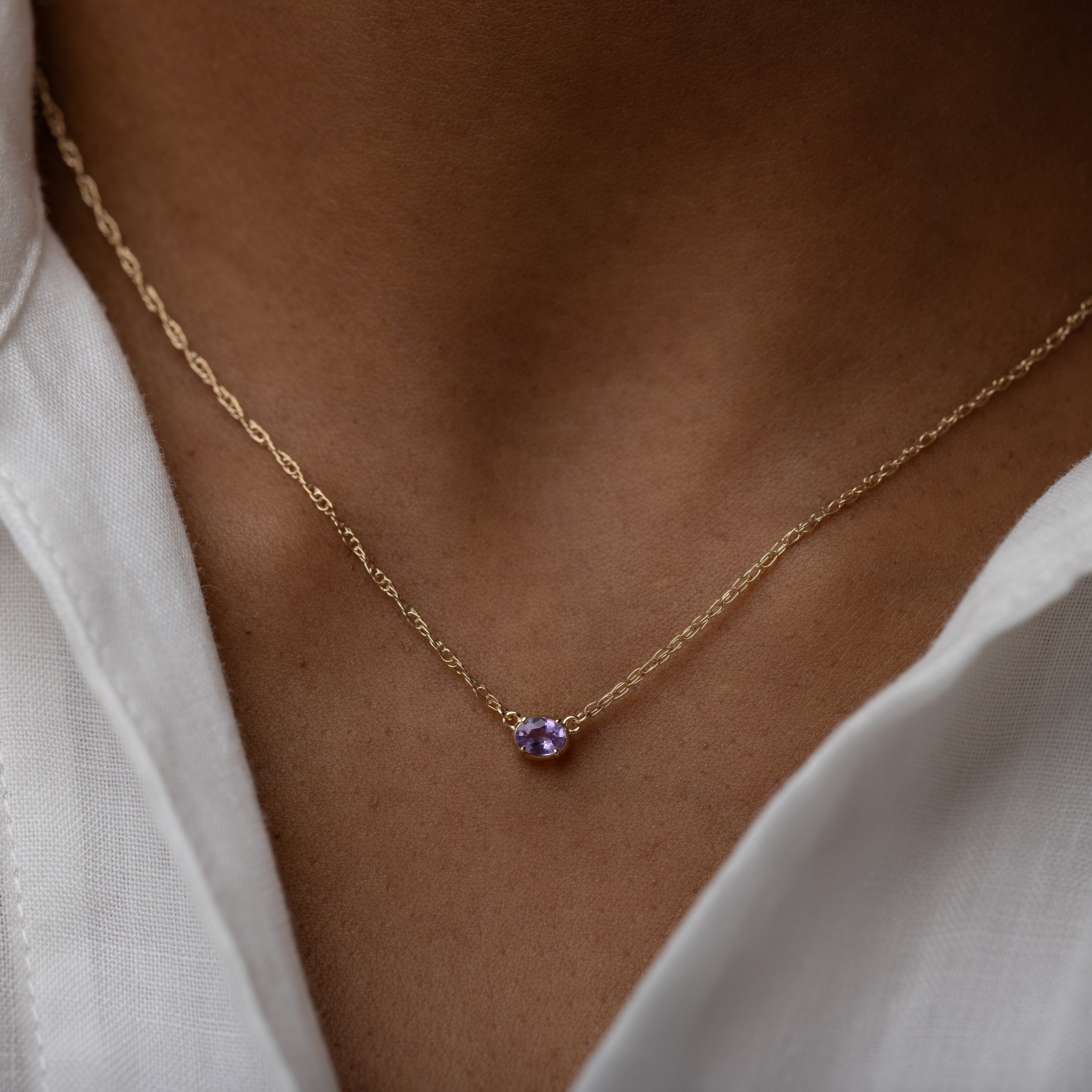 MYACALE JEWELERY サファイア　パープル　10K 5号 Gemstone Centering Necklace, Bright Purple Sapphire | Melanie Casey