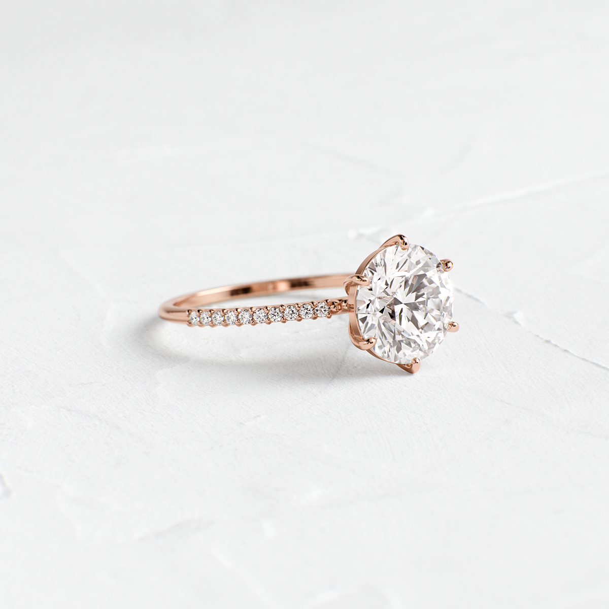 Whisper Ring with Pave Band, Round | Melanie Casey