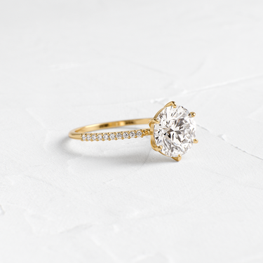 好きです鈴木くん!! Engagement Ring Whisper Ring with Pave Band, Round | Melanie Casey
