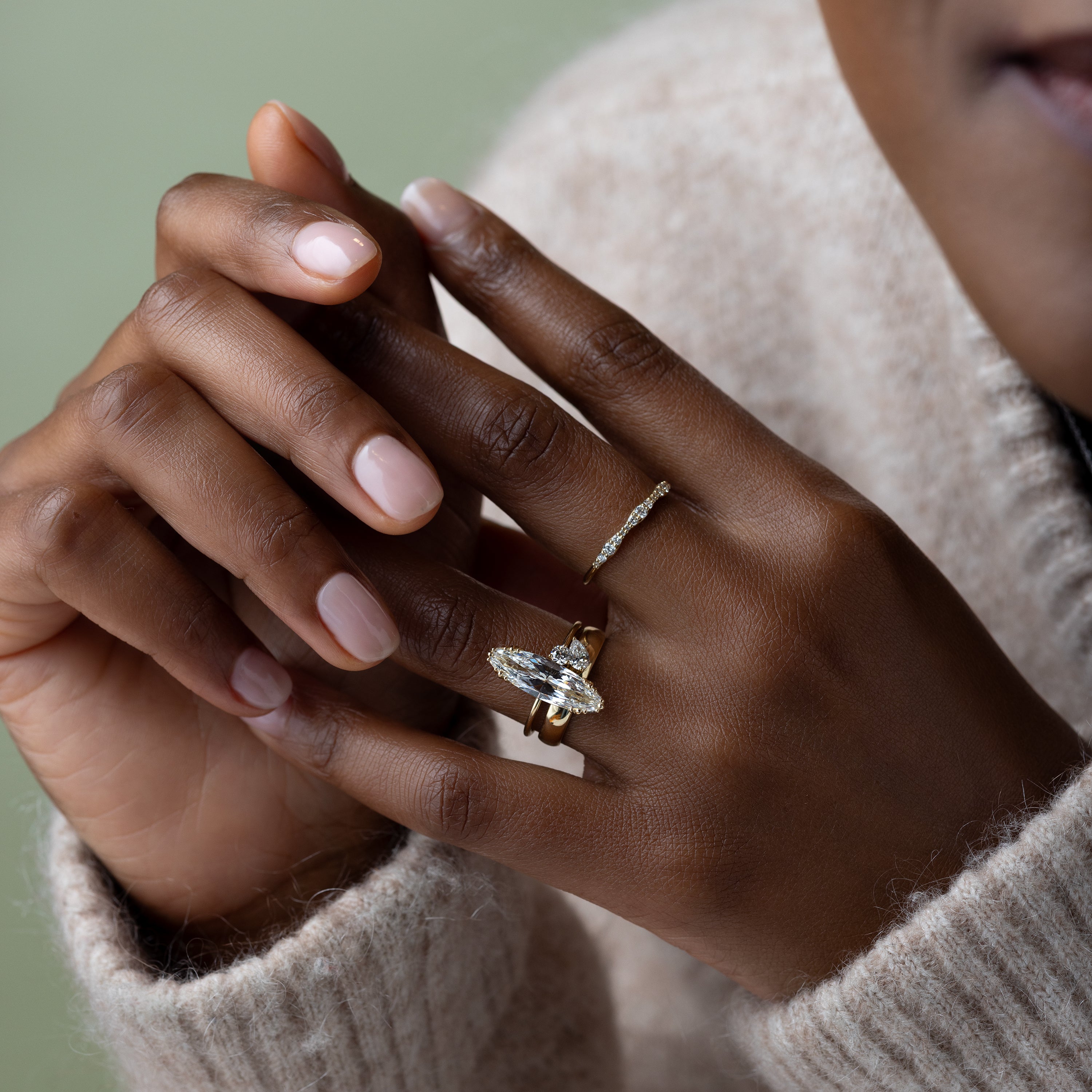 アクセサリー R158L NEWGATE ENGAGEMENT CUFF RING Threaded Ring, 2.52ct. Lab-Grown Oval Cut | Melanie Casey Fine Jewelry