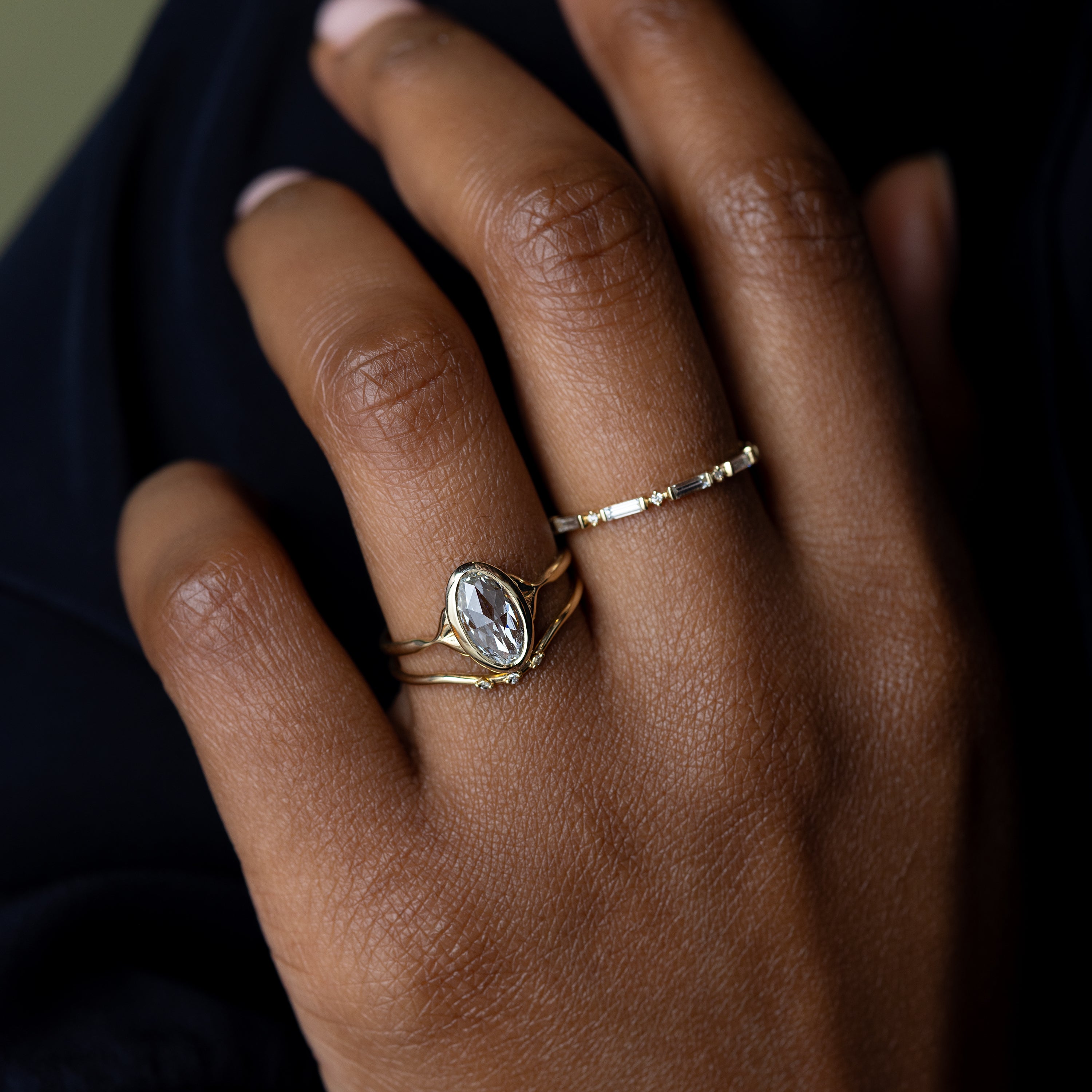 Bezel Corset Ring, 1.21ct. Lab-Grown Oval Rose Cut | Melanie Casey
