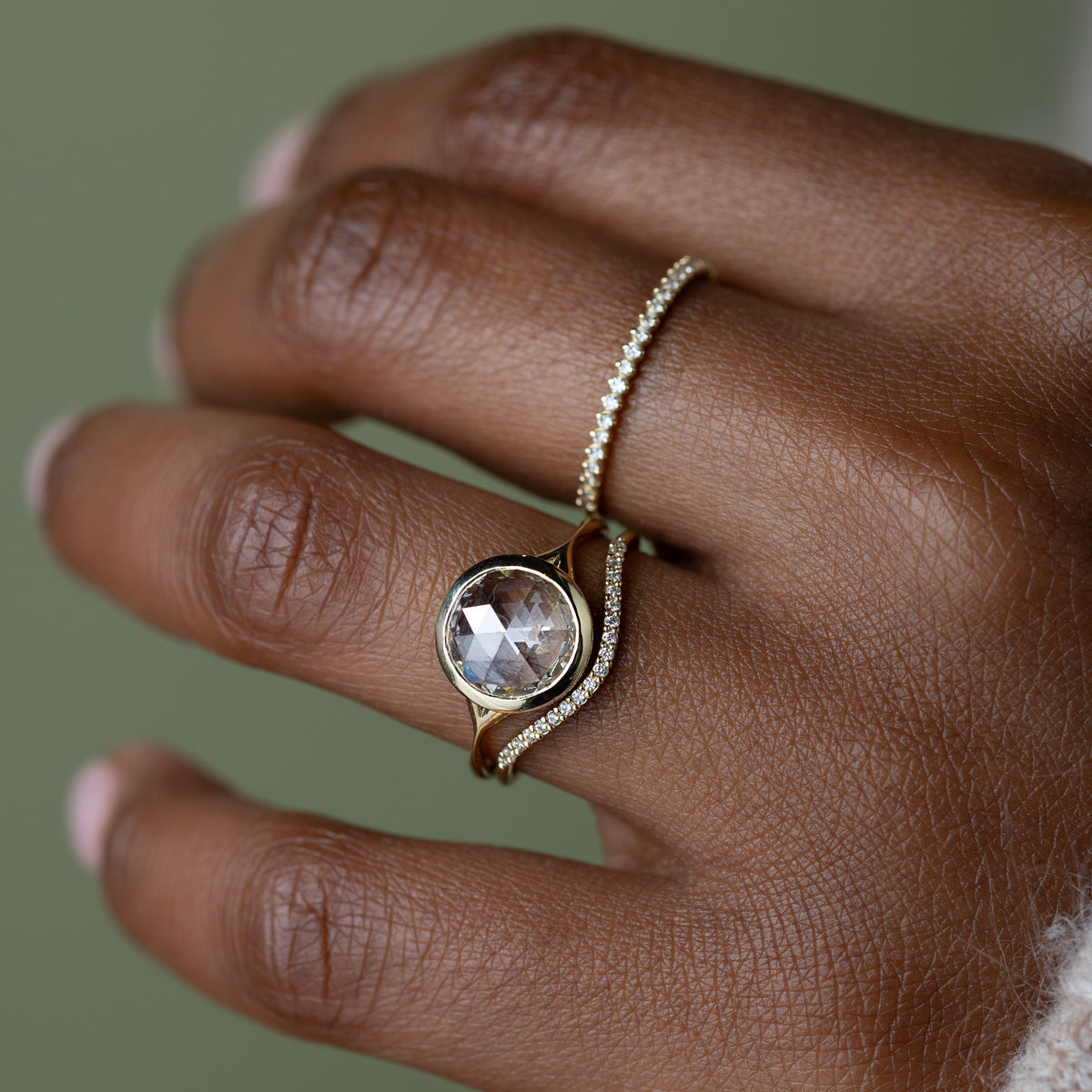 Bezel Corset Ring, Rose Cut | Handcrafted Engagement Ring 
