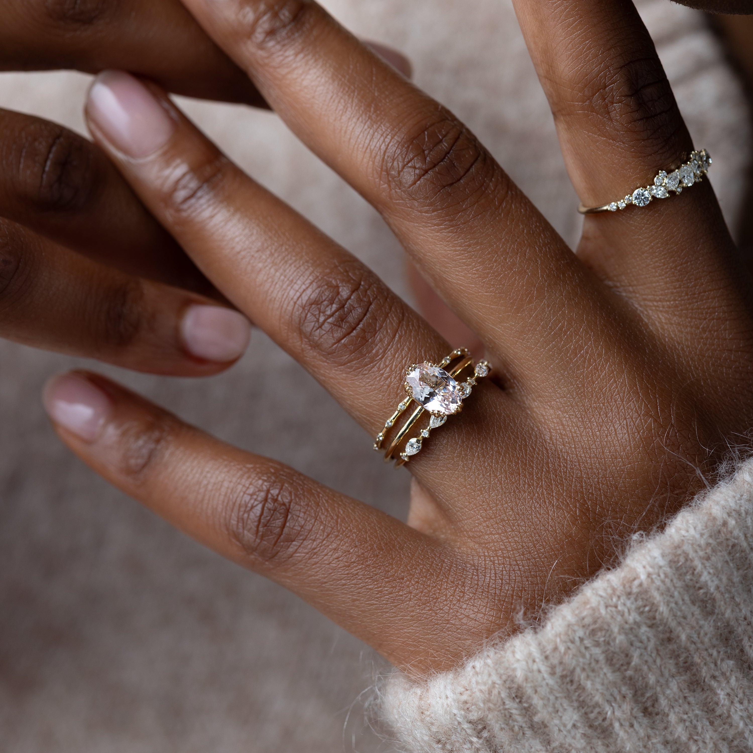 アクセサリー R158L NEWGATE ENGAGEMENT CUFF RING Threaded Ring, 1.69ct. Pale Pink Sri Lanka Sapphire | Melanie