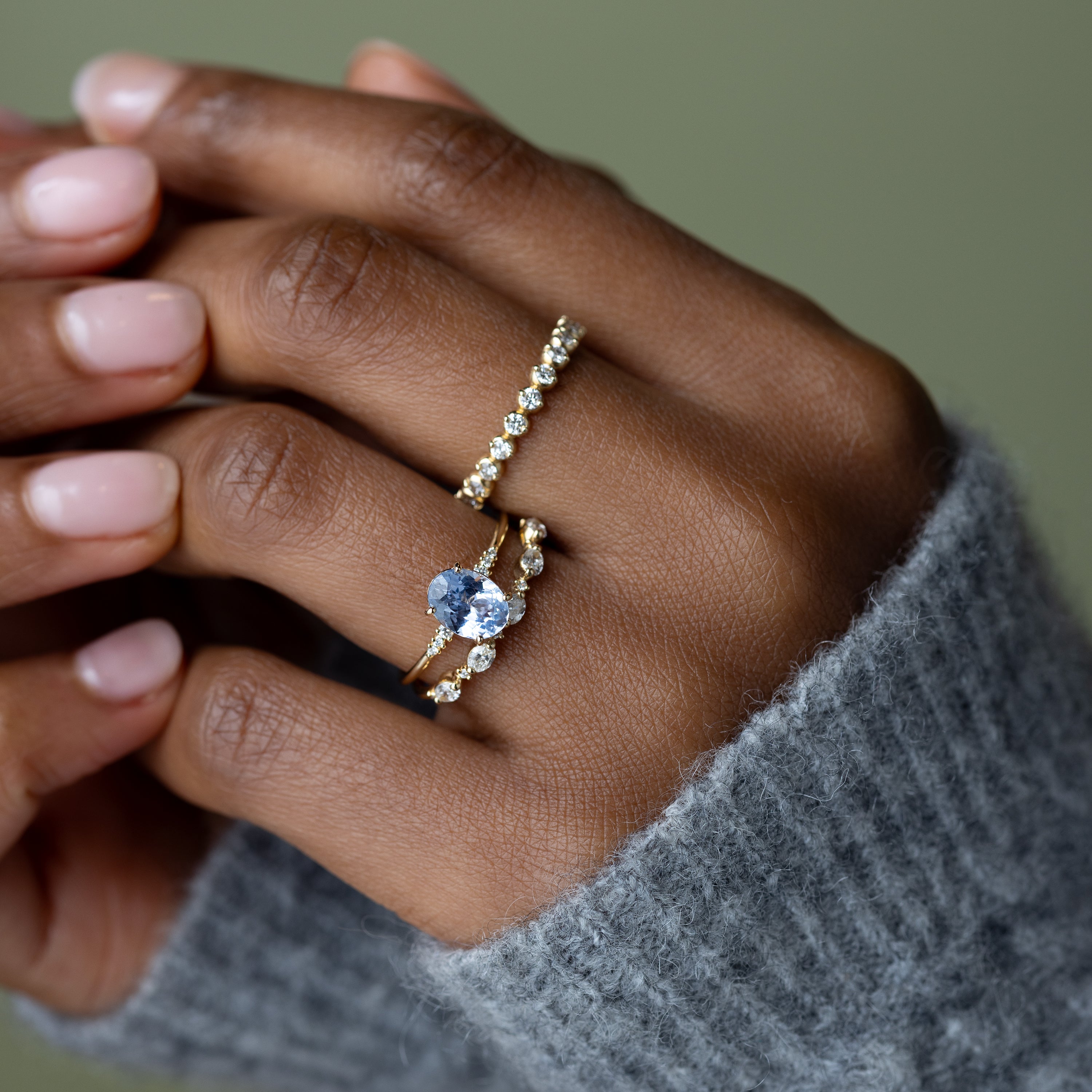 Poppy Seed Ring, 1.6ct. Light Blue Sri Lanka Sapphire | Melanie