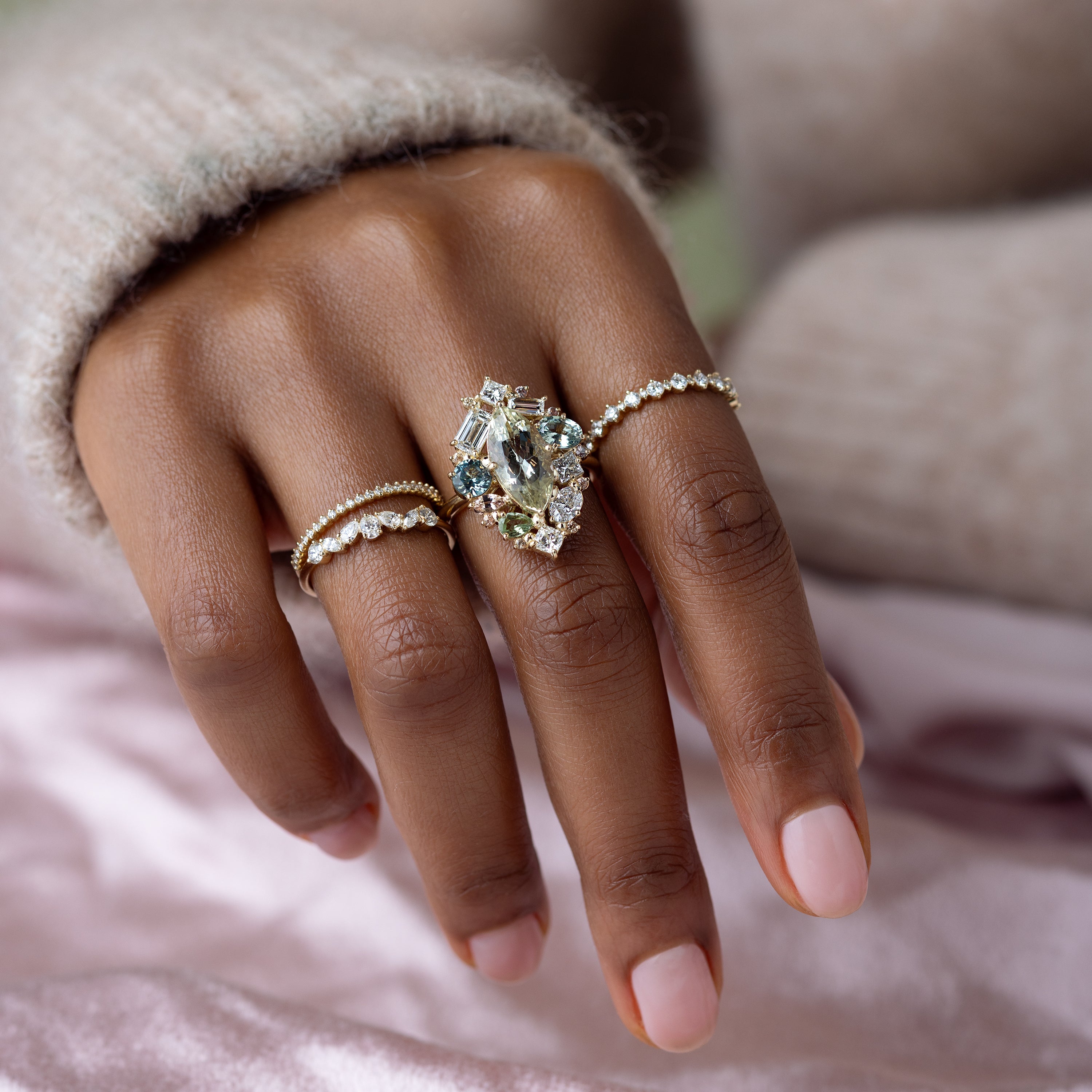 Cyclical Ring, 2.74 Pale Green Tourmaline | Melanie Casey Fine Jewelry