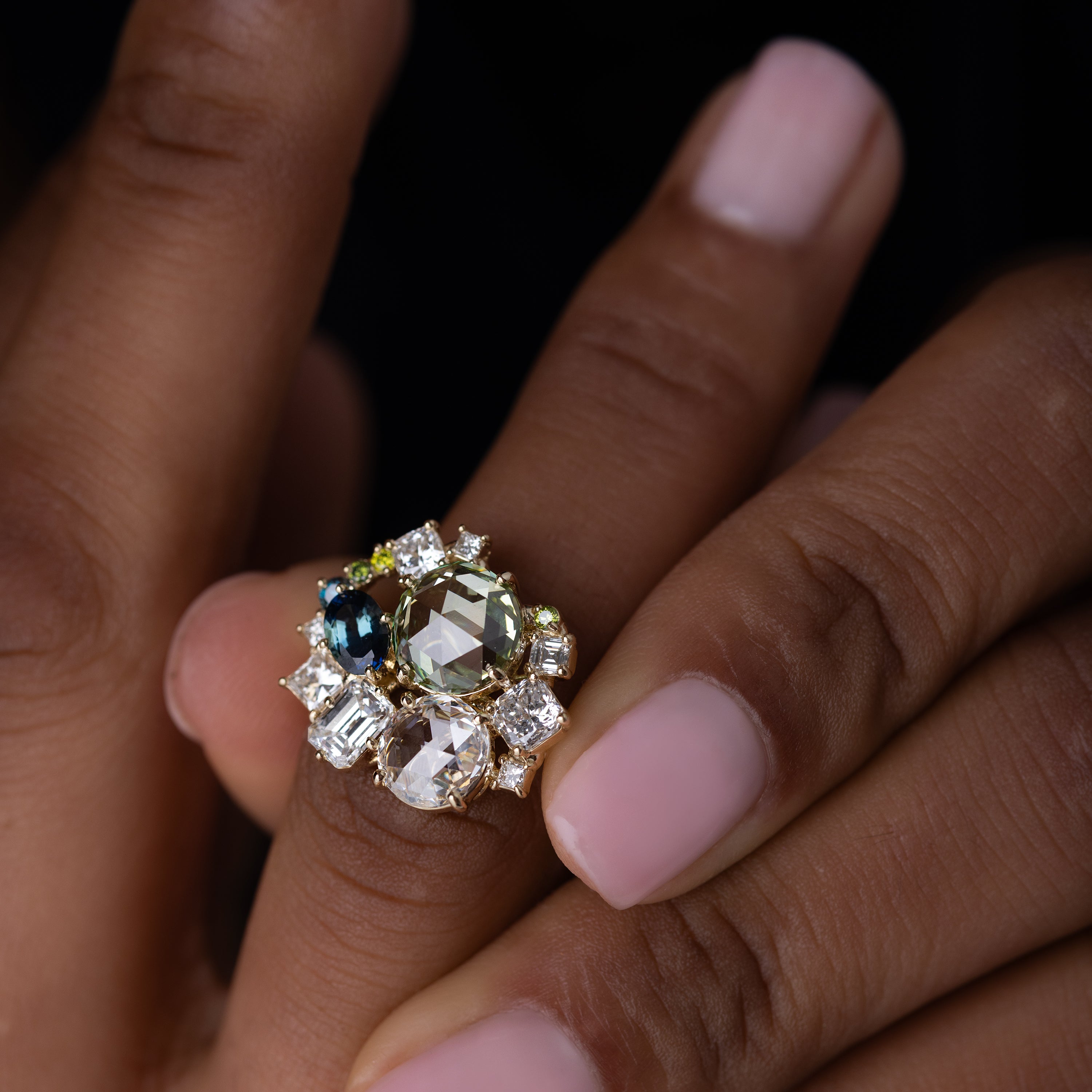 cui-cui k10 YG Tiny Diamond Ring【Opera】 Opera Ring, 2ct. Lab-Grown Green Diamond | Melanie Casey Jewelry