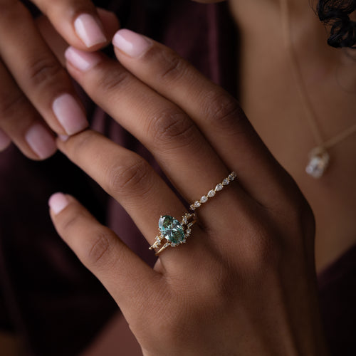 wisteria gems Wisteria Ring, 2.02ct. Lab-Grown Blue Green Diamond 14k Yellow Gold