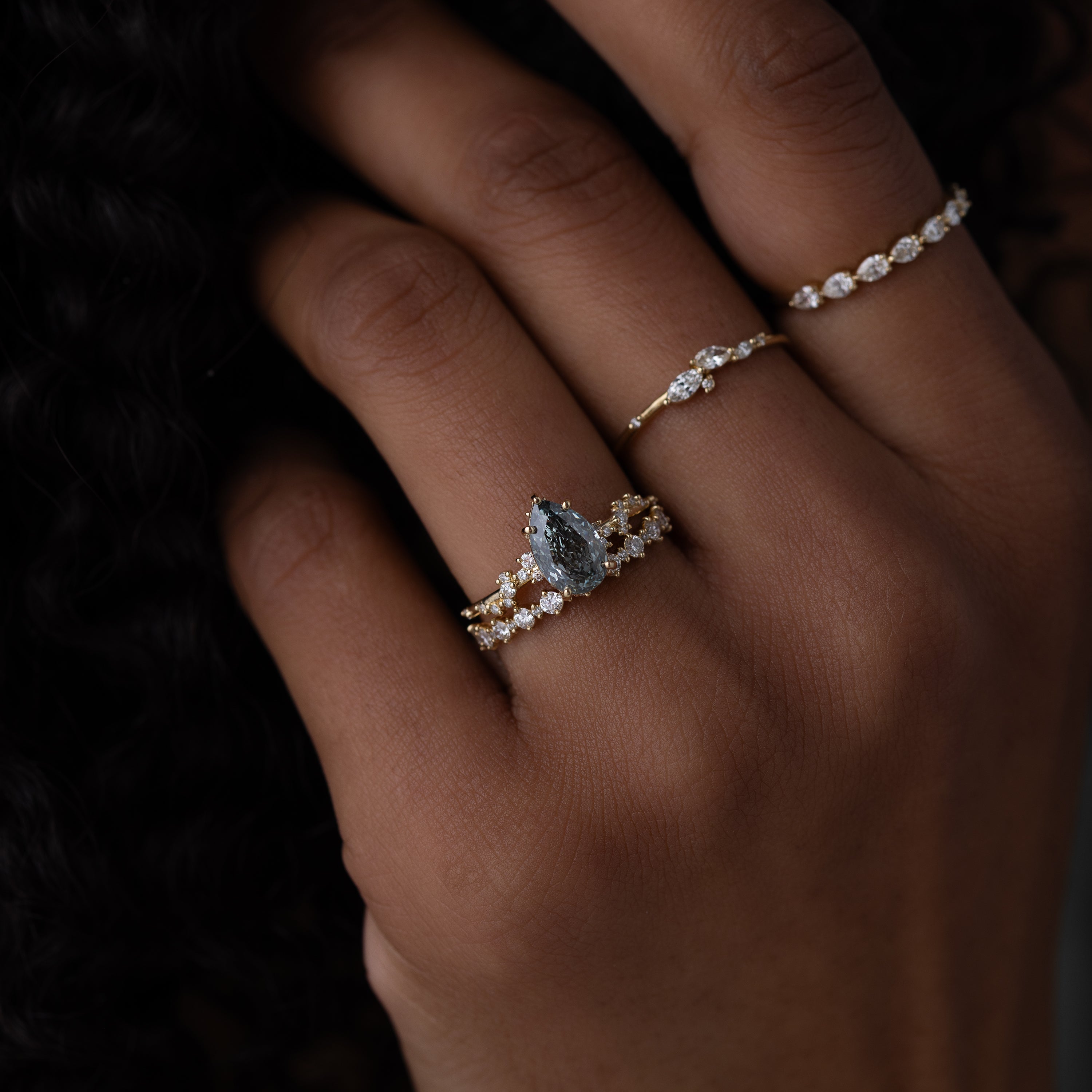 Wisteria Ring, 1.51ct. Lab-Grown Gray Green Diamond | Melanie