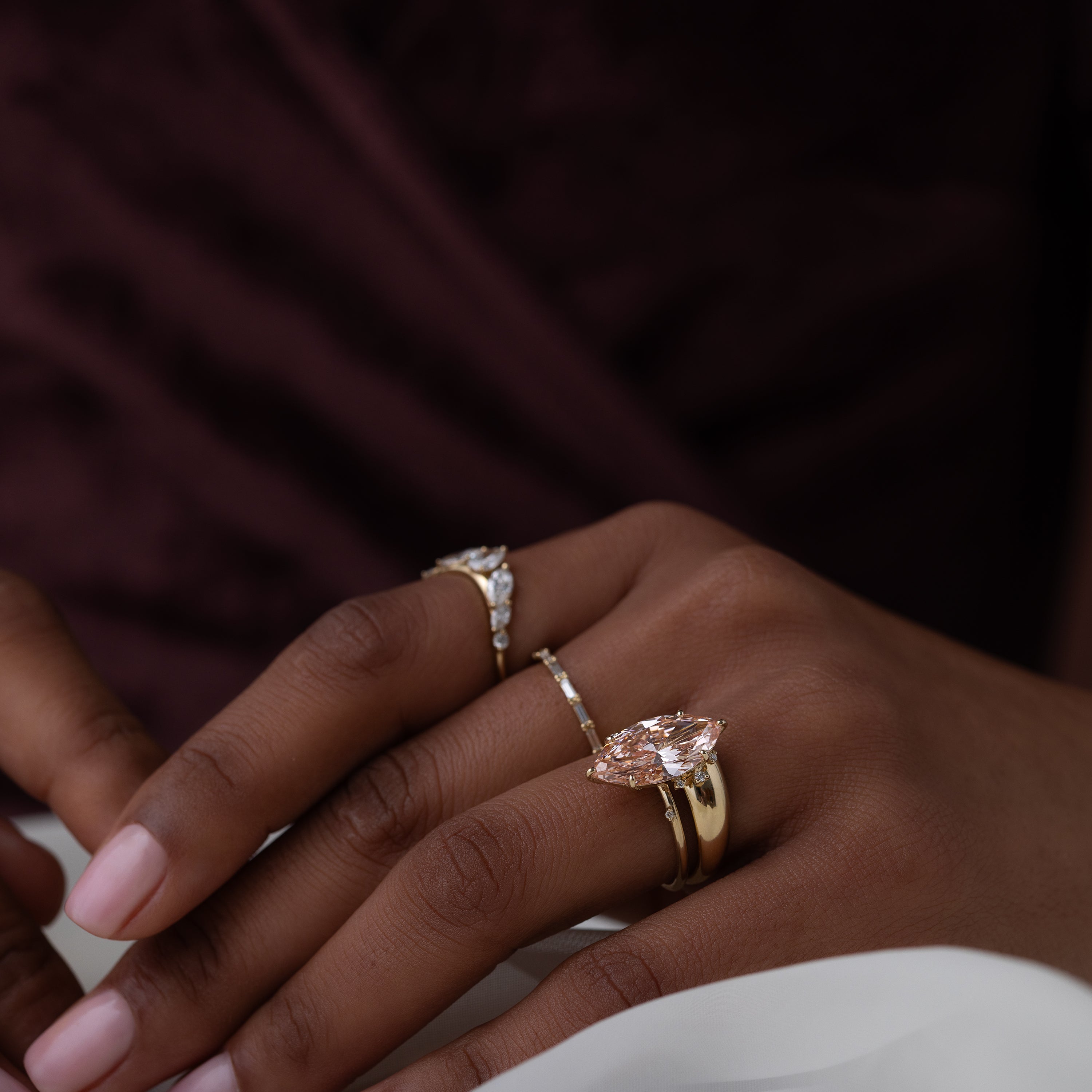 To A Flame Ring, 4.03ct. Lab-Grown Pink Diamond - 1.5mm Band