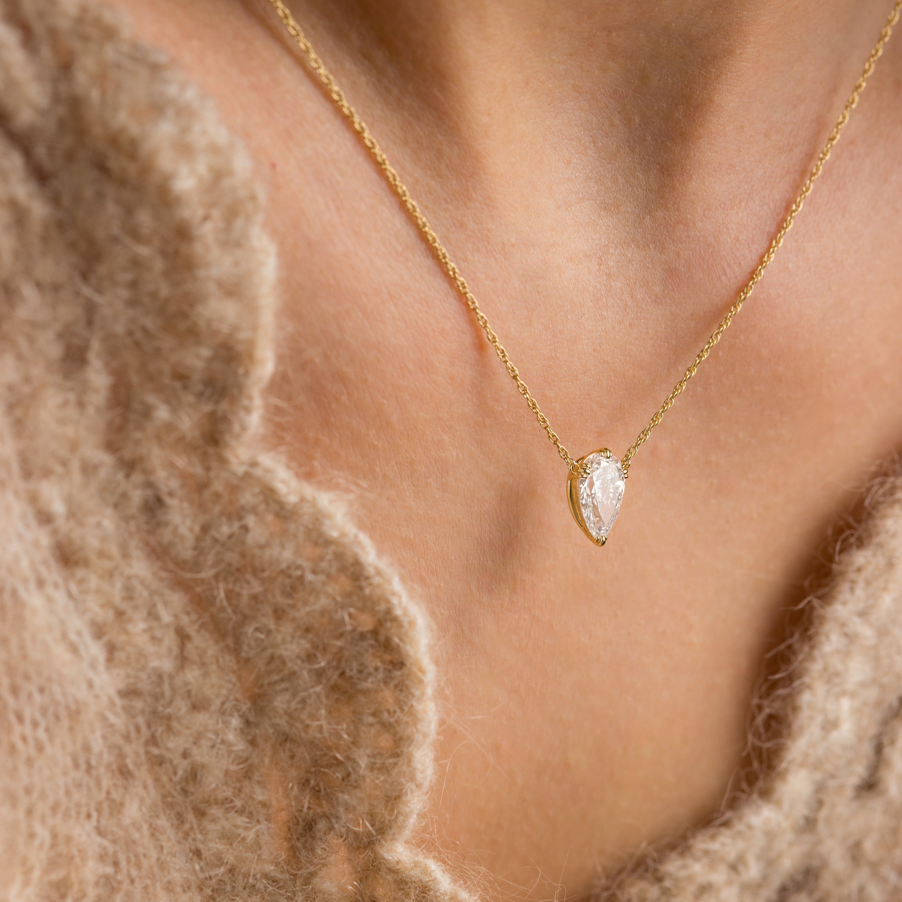Threaded Necklace, Pear Cut | Melanie Casey Fine Jewelry