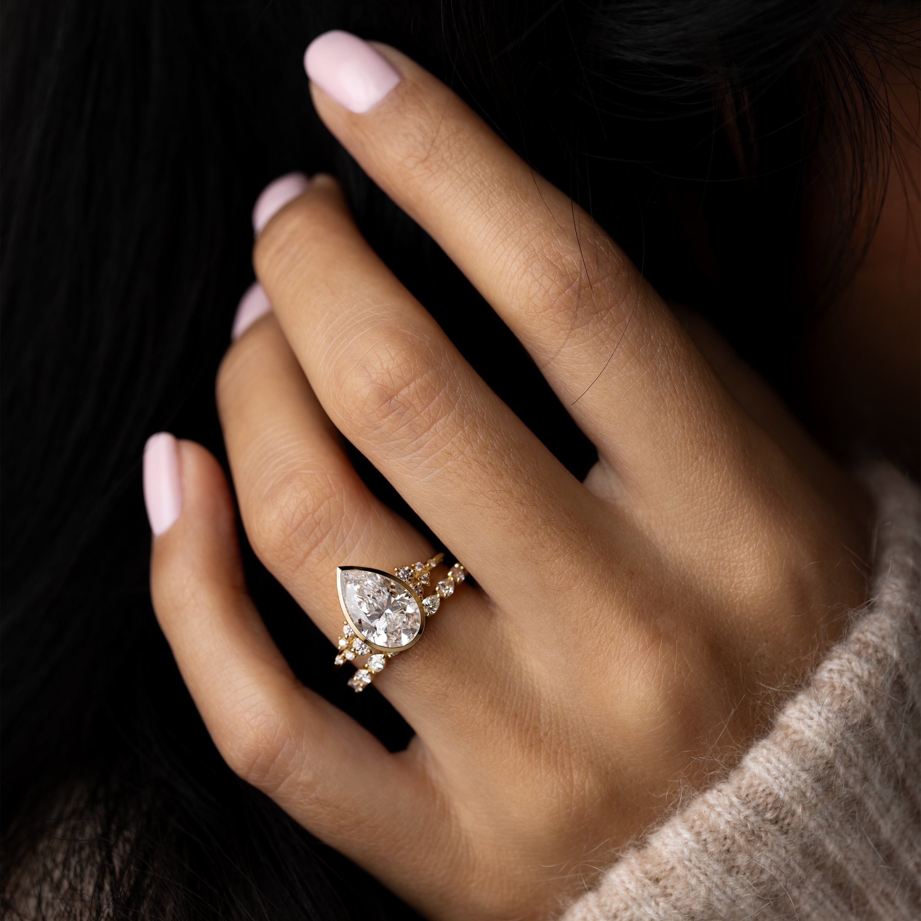 Bezel Snowdrift Ring, Pear Cut | Melanie Casey Jewelry