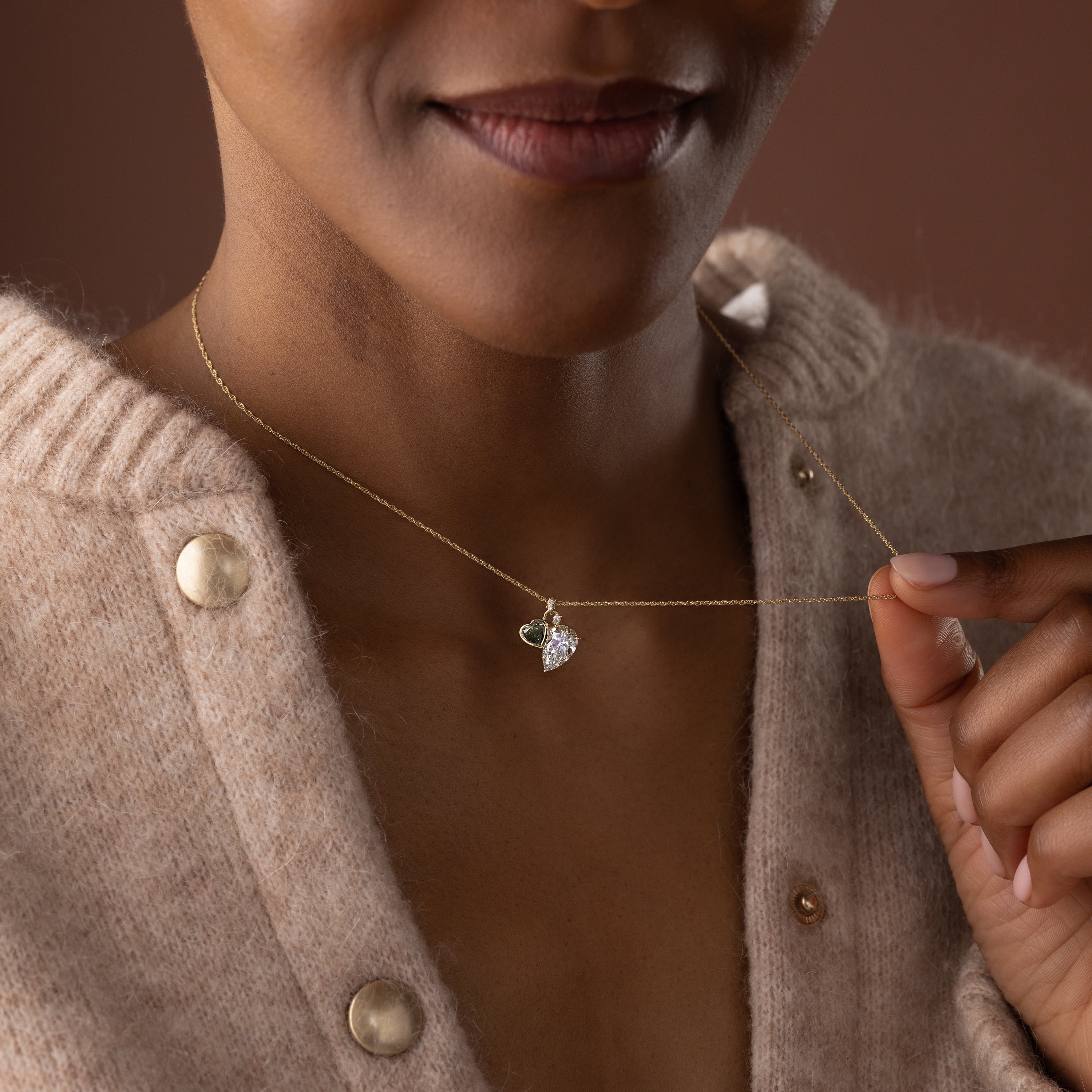 Heart to Heart Necklace, Green Diamond | Melanie Casey Fine Jewelry