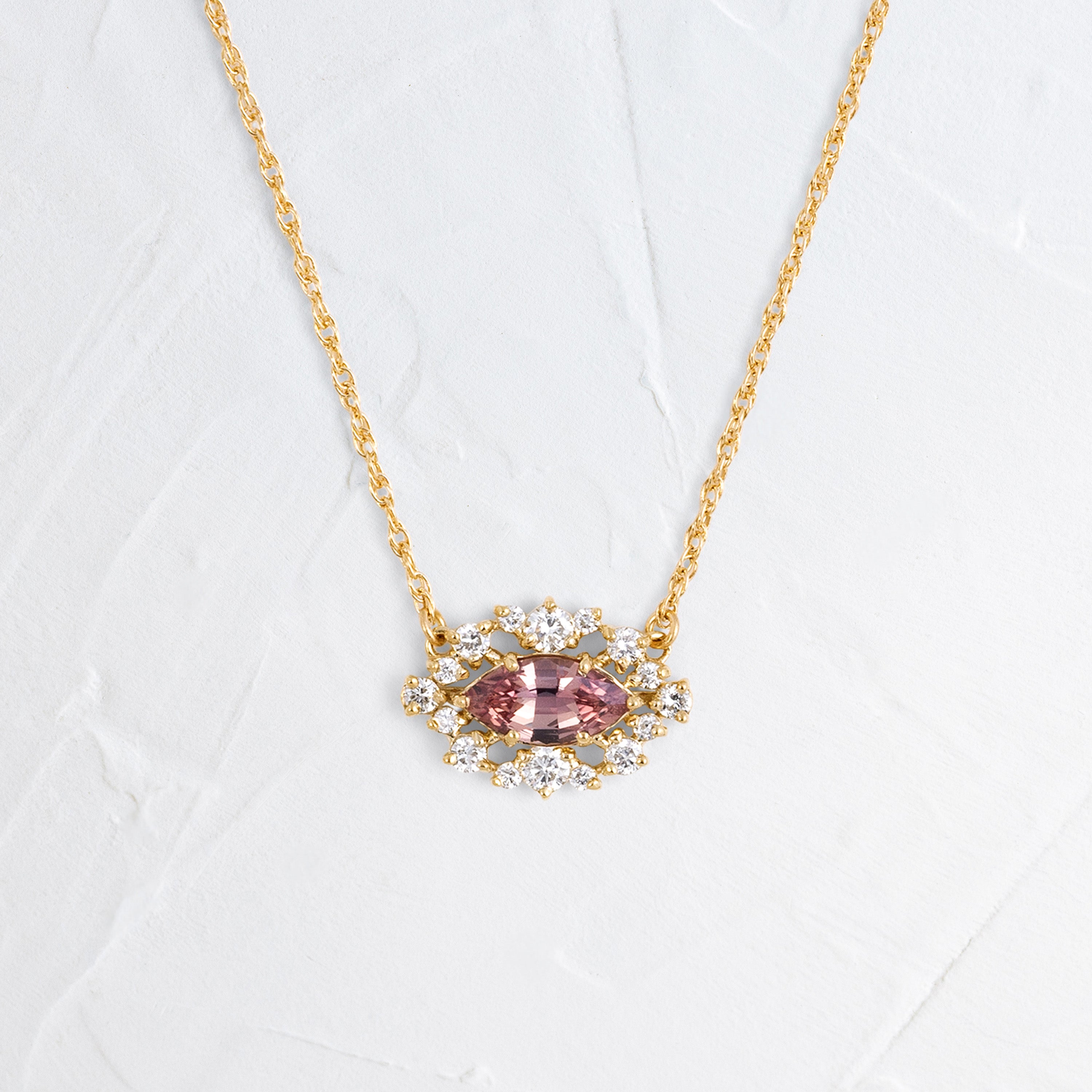 Sconce Necklace, 0.42ct. Red-Orange Sapphire | Melanie Casey Jewelry