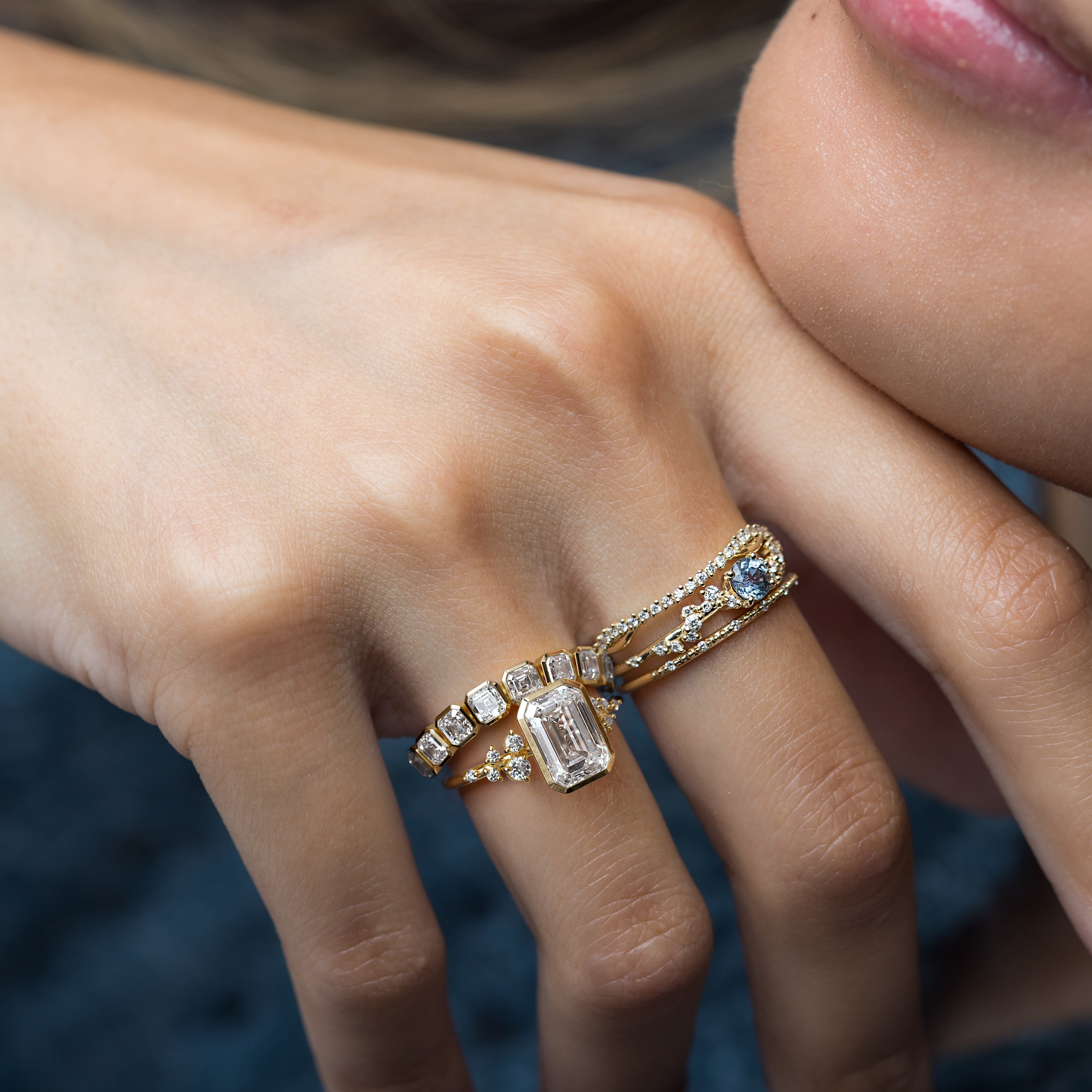 Bezel Snowdrift Ring, Emerald Cut | Melanie Casey Jewelry