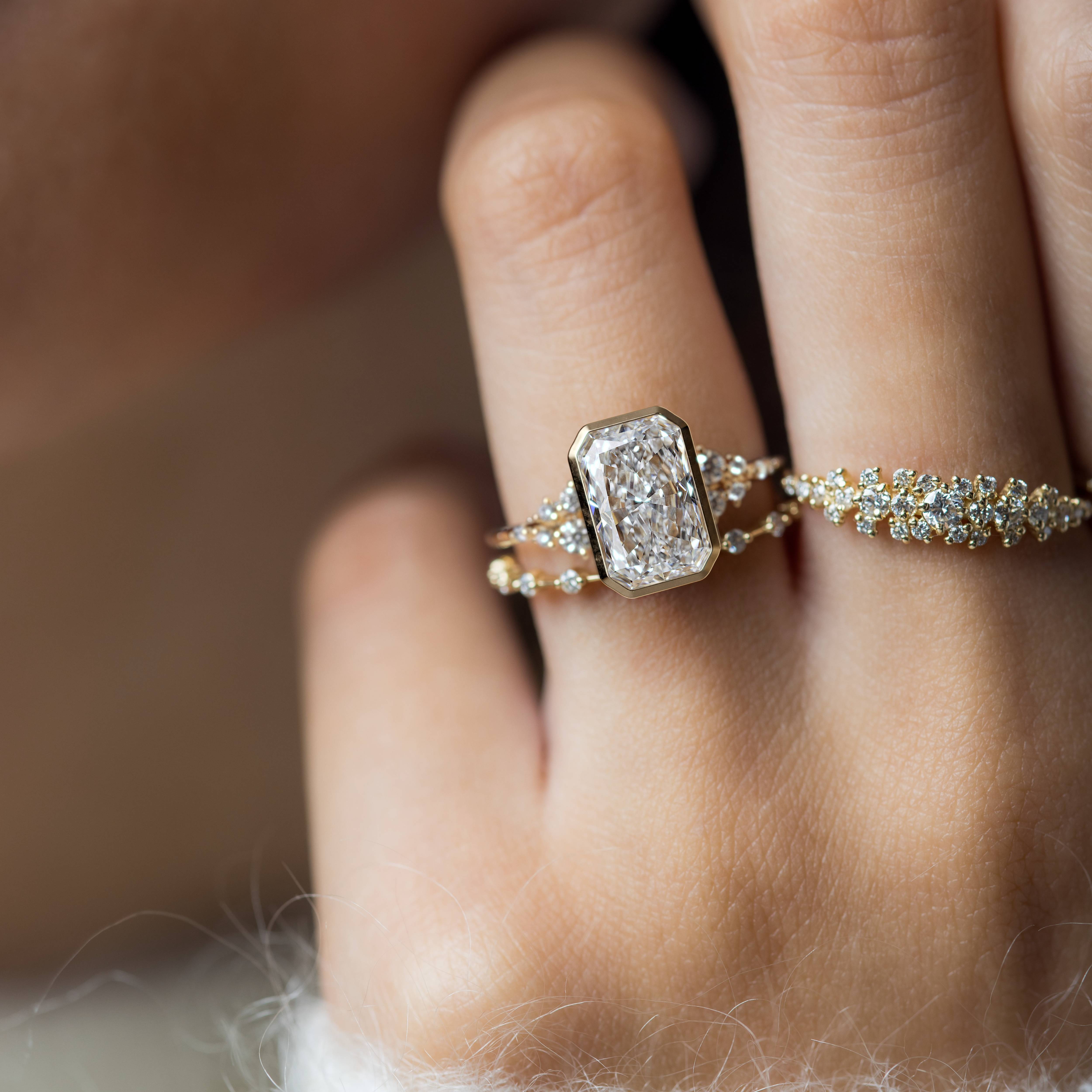 Bezel Snowdrift Ring, Radiant Cut | Melanie Casey Jewelry