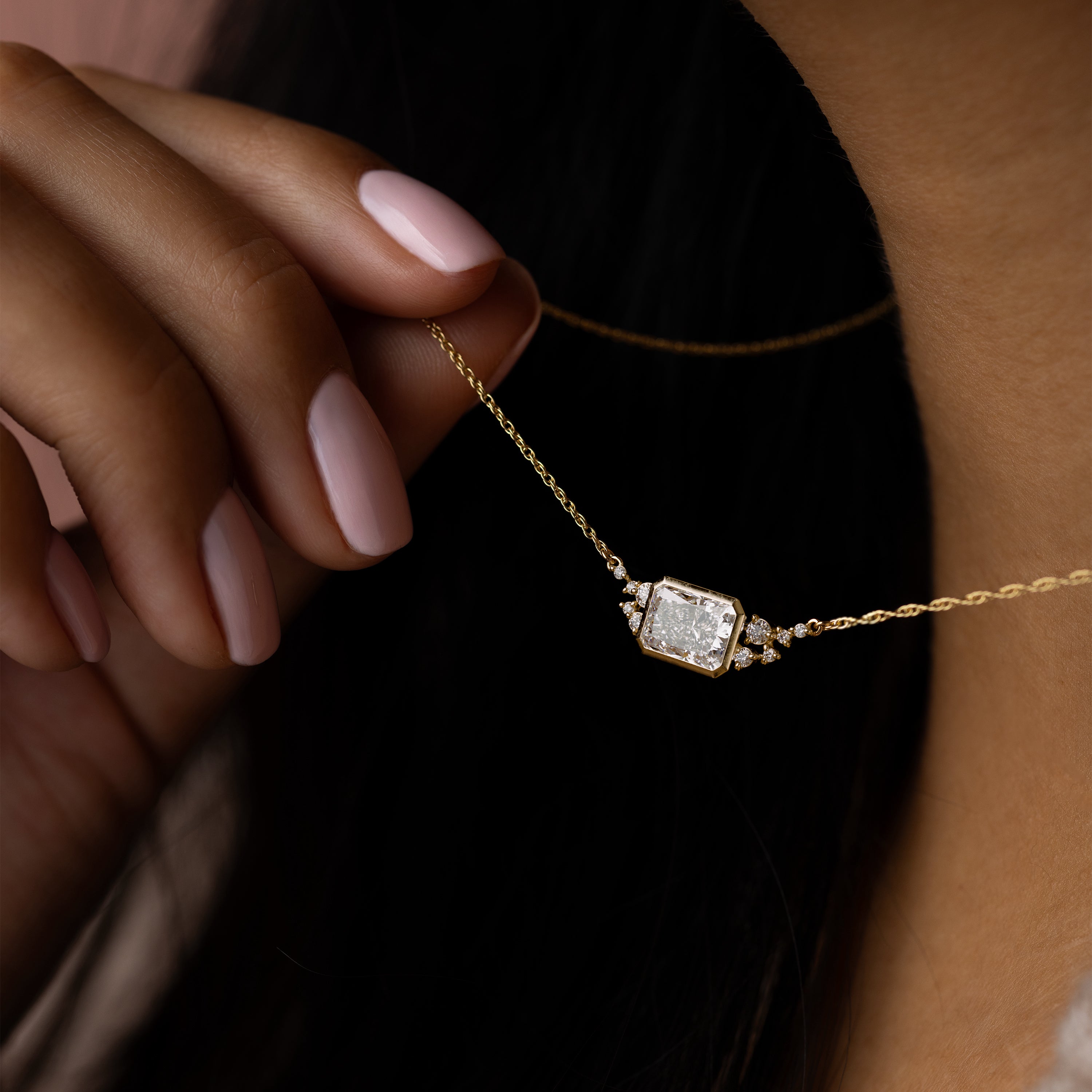 Bezel Snowdrift Necklace, Radiant Cut | Melanie Casey