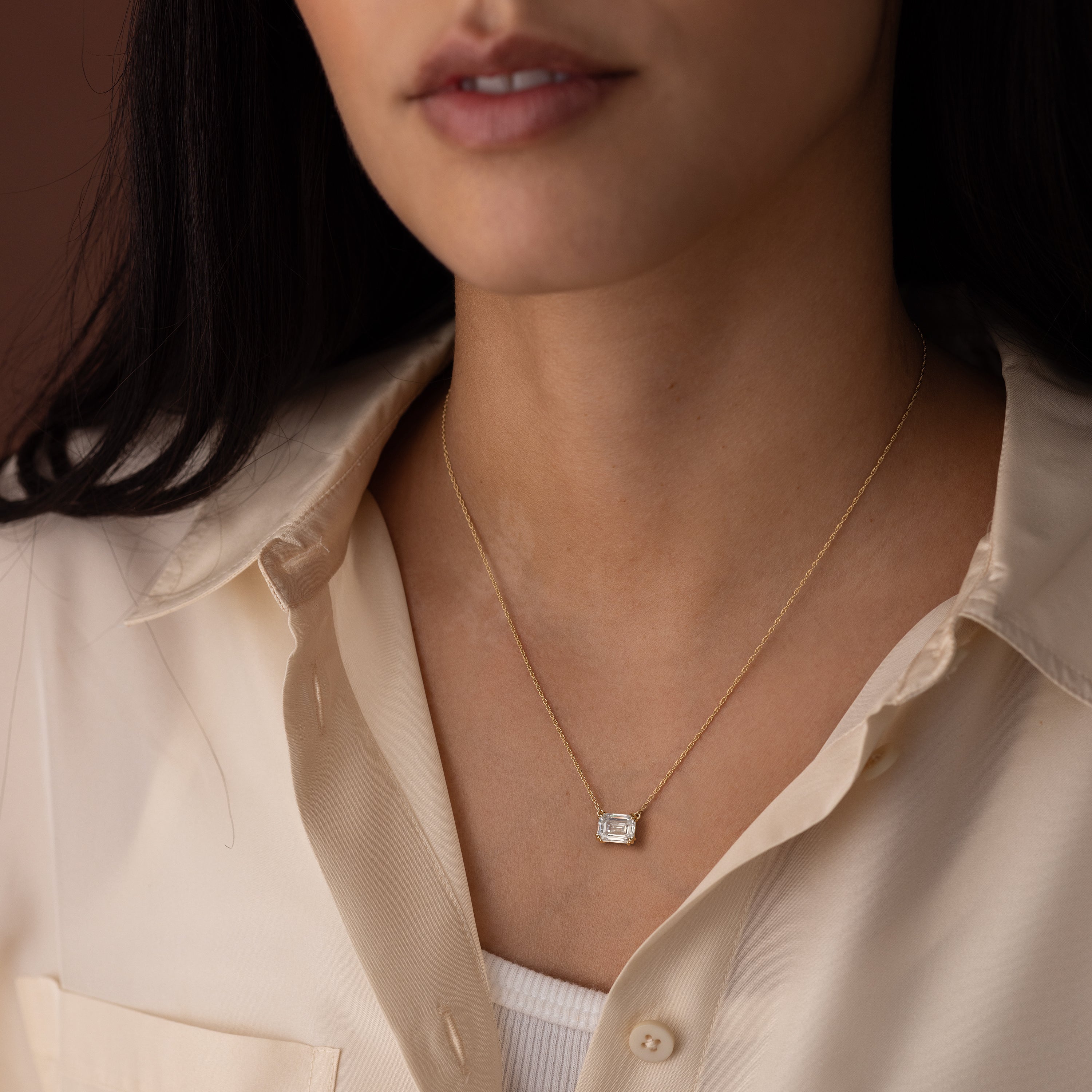 Threaded Necklace, Emerald Cut | Melanie Casey Fine Jewelry
