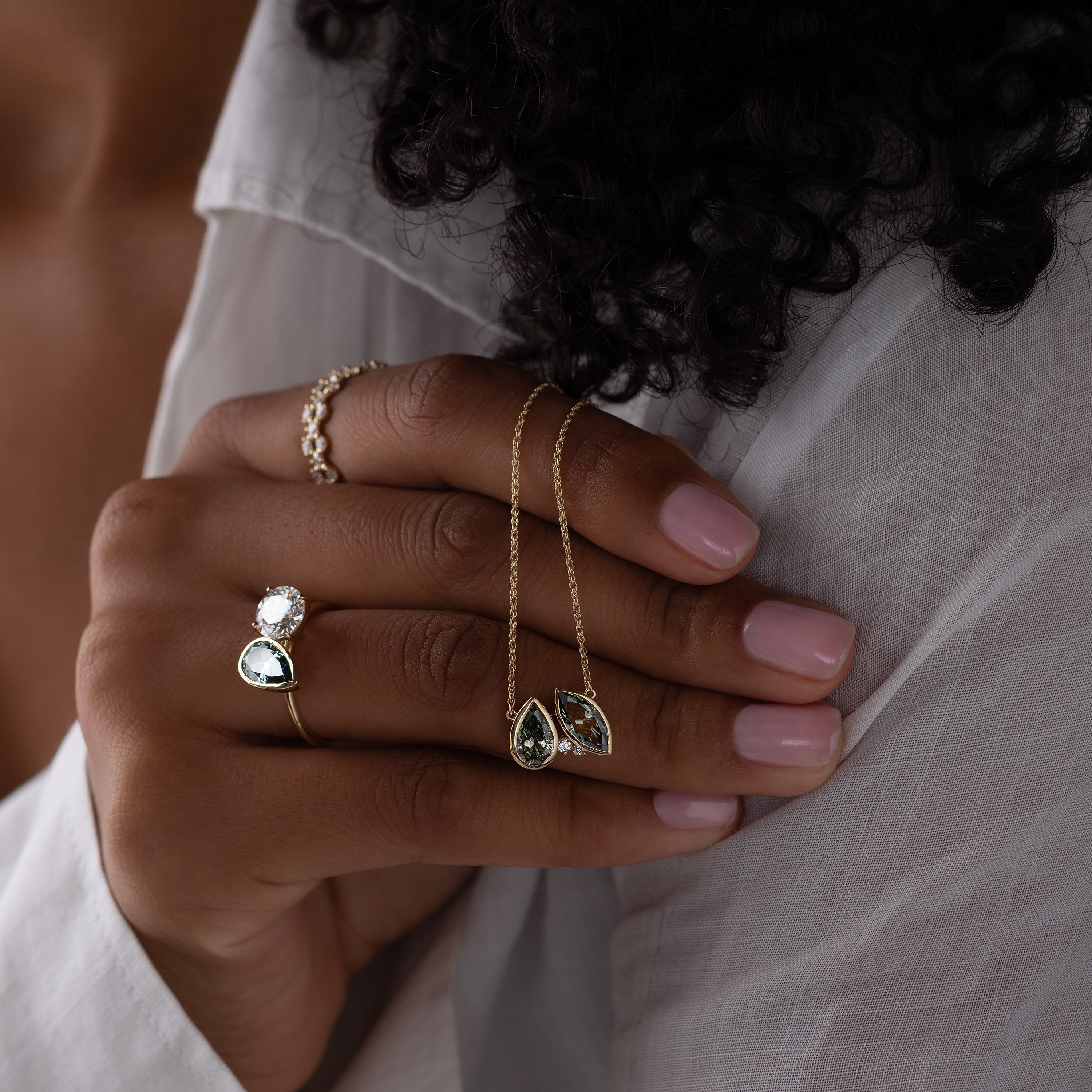 Tandem Necklace, 2.09ctw. Lab-Grown Green Diamonds, Edition 1