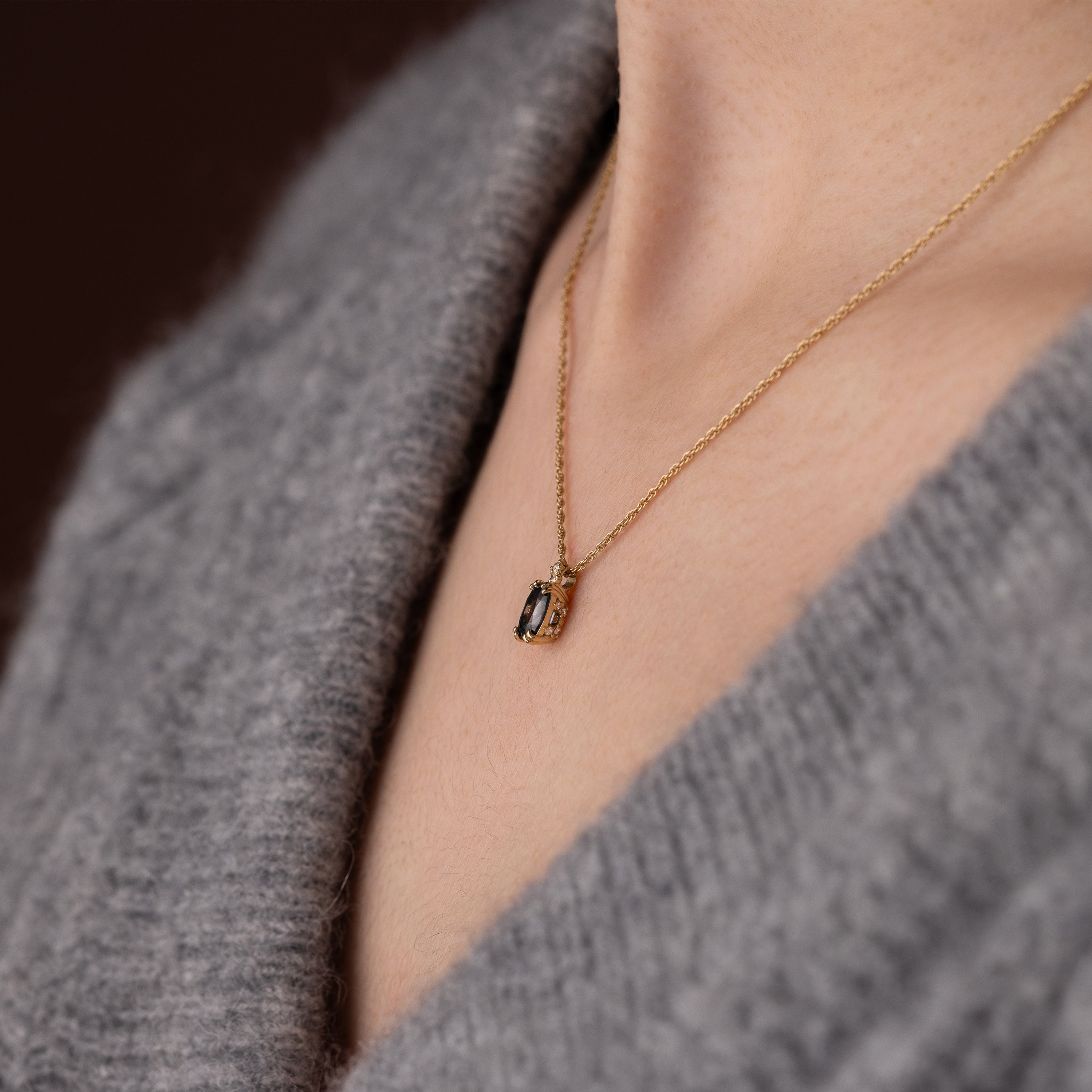 Bewilder Necklace, 0.86ct. Deep Gray-Blue Spinel | Melanie Casey