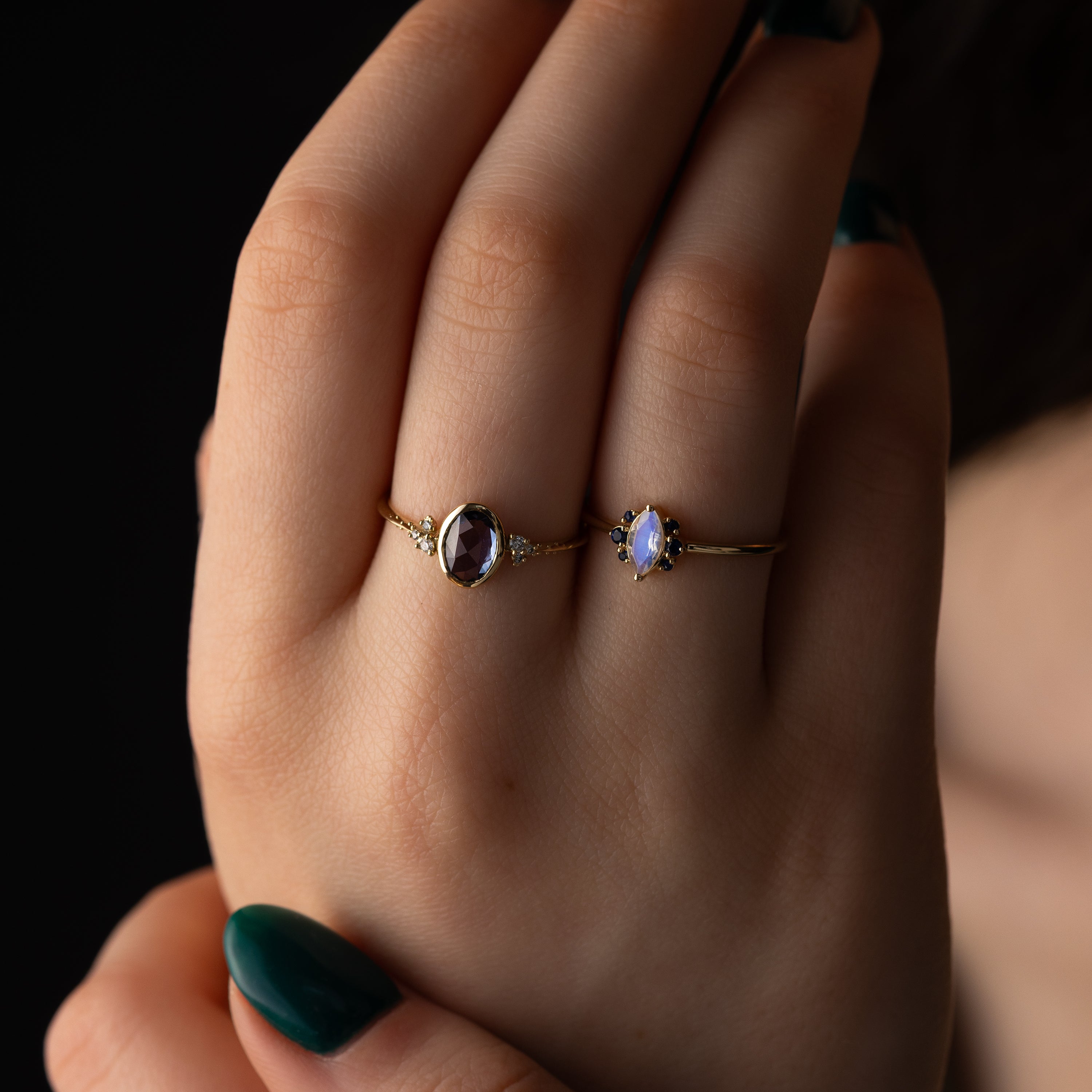Gemstones 凛 Avenue Ring, 2.01ct. Dark Bluish Green Sapphire | Melanie Casey