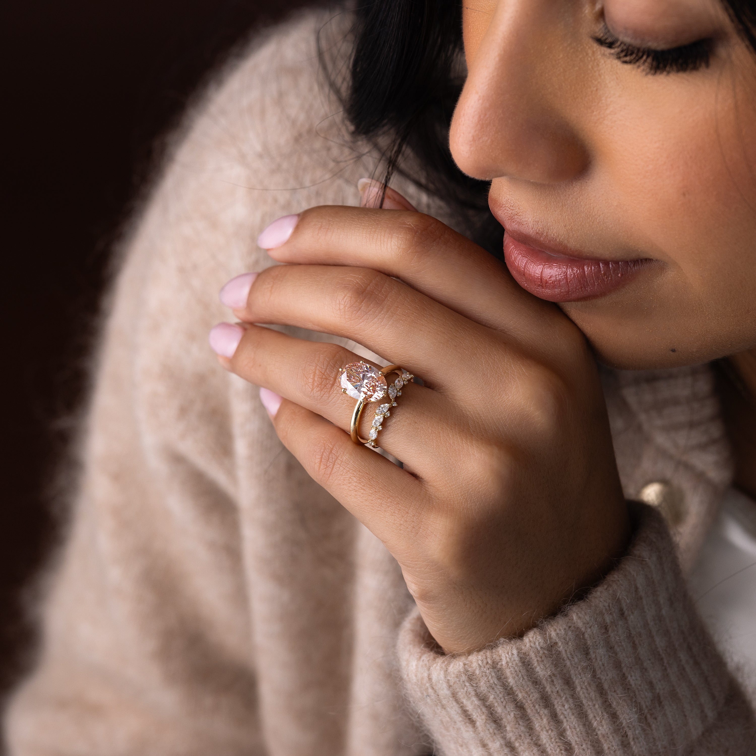 Whisper Ring, 4.07ct. Lab-Grown Pink Diamond - 2mm Band | Melanie